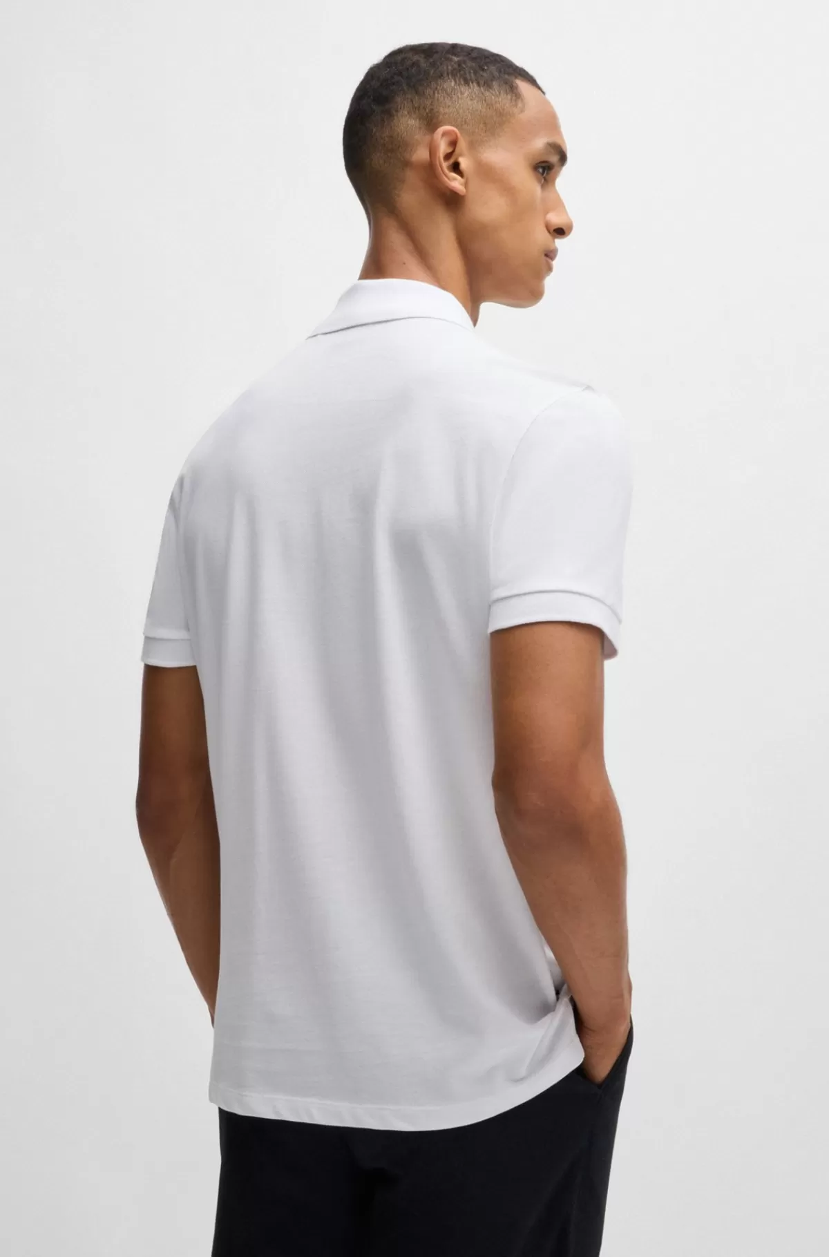 HUGO BOSS Pallas Poloshirt Med Regular Fit I Bomuld Med Broderet Logo Hvid Fashion