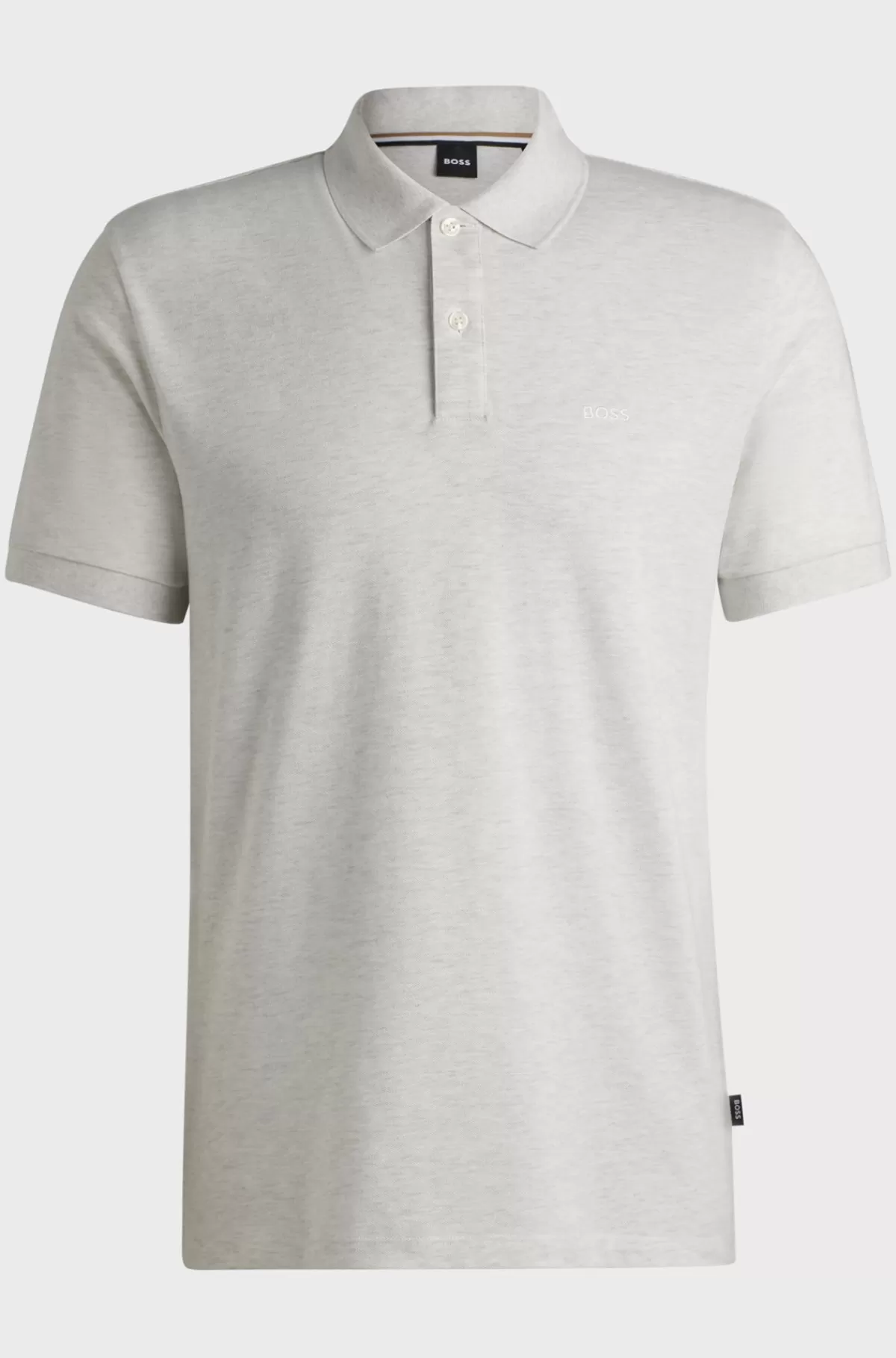 HUGO BOSS Pallas Poloshirt Med Regular Fit I Bomuld Med Broderet Logo Lysegrå Outlet