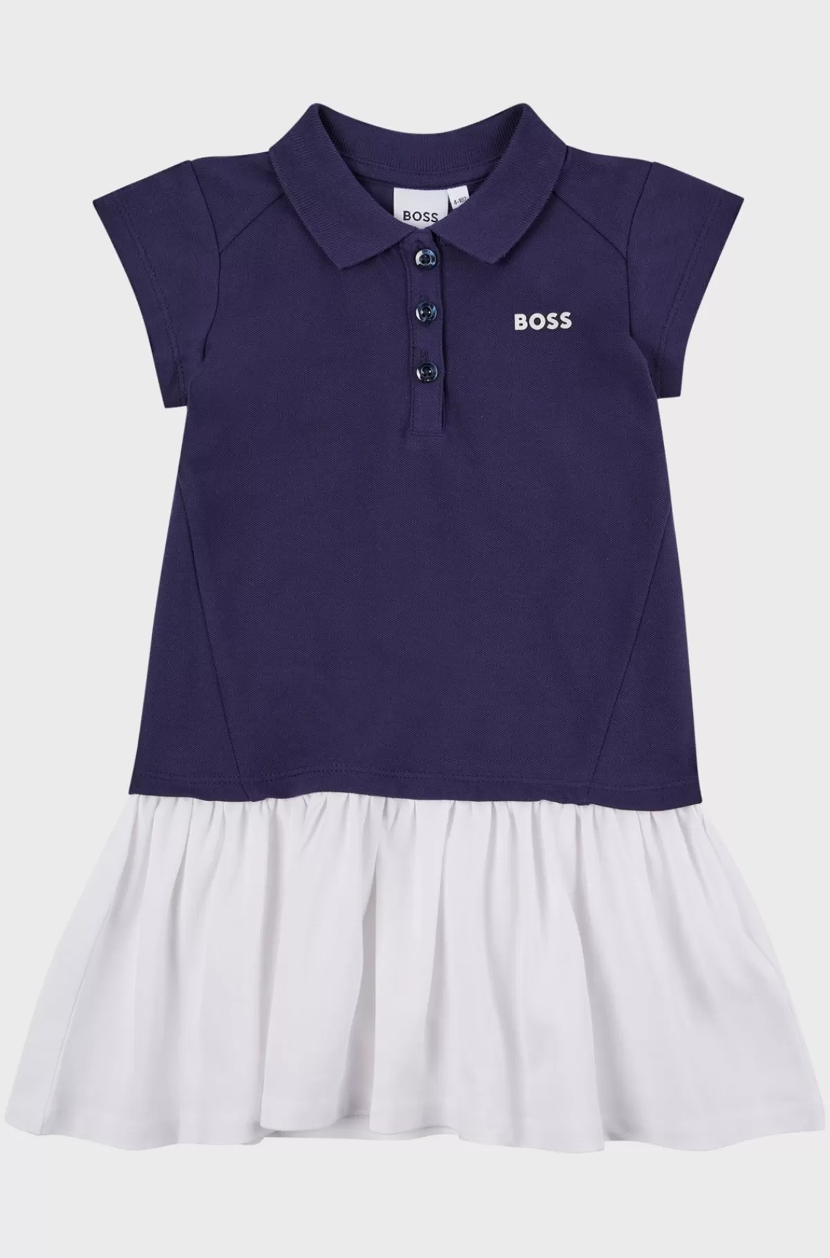 HUGO BOSS Polokjole Til Børn I Bomuld Med Stræk Med Trykt Logo Mørkeblå New