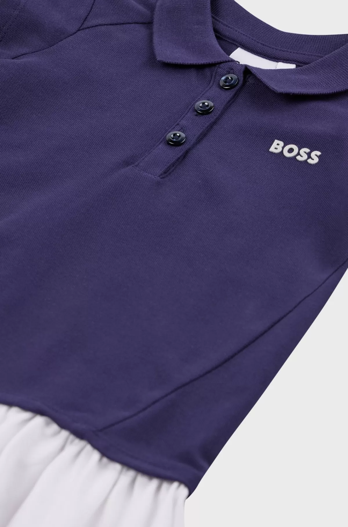 HUGO BOSS Polokjole Til Børn I Bomuld Med Stræk Med Trykt Logo Mørkeblå New