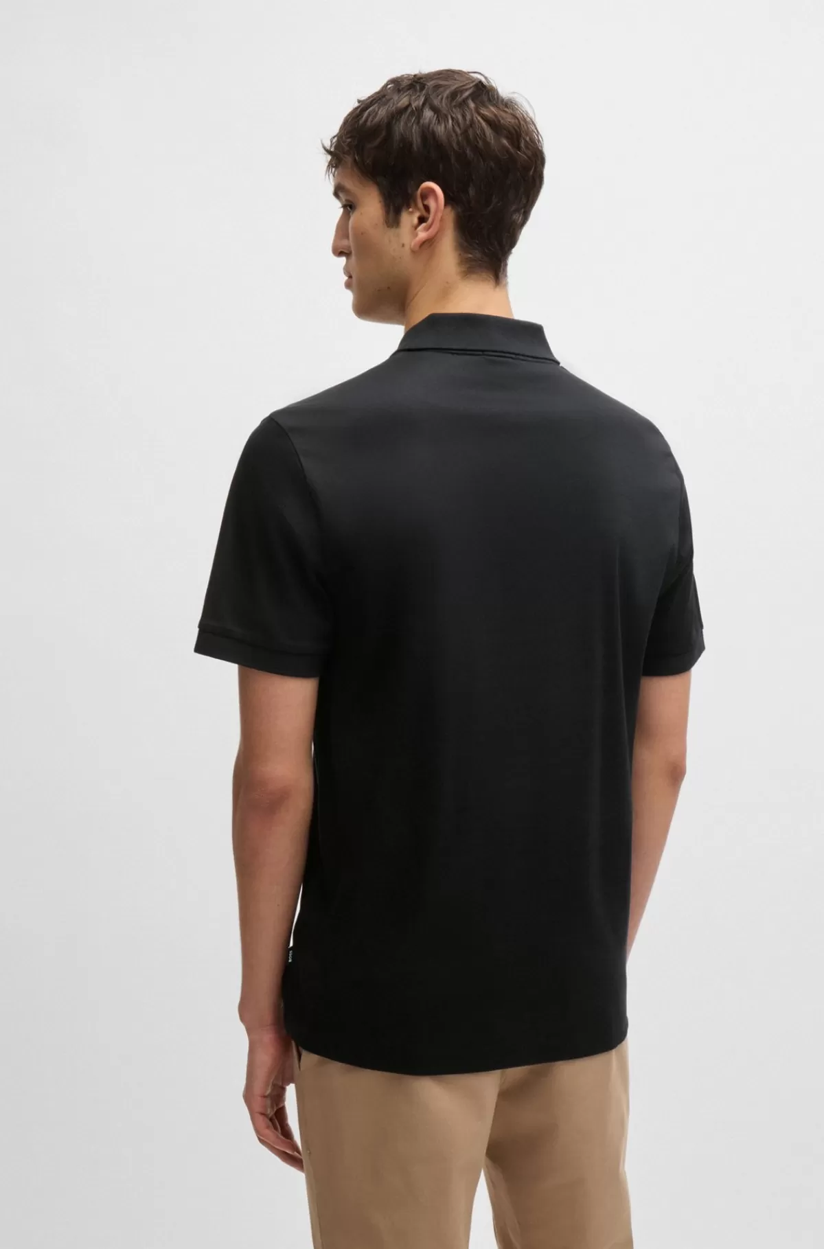 HUGO BOSS Poloshirt Af Merceriseret Bomuld Med Slim Fit Og Lynlås I Stolpen Sort Shop