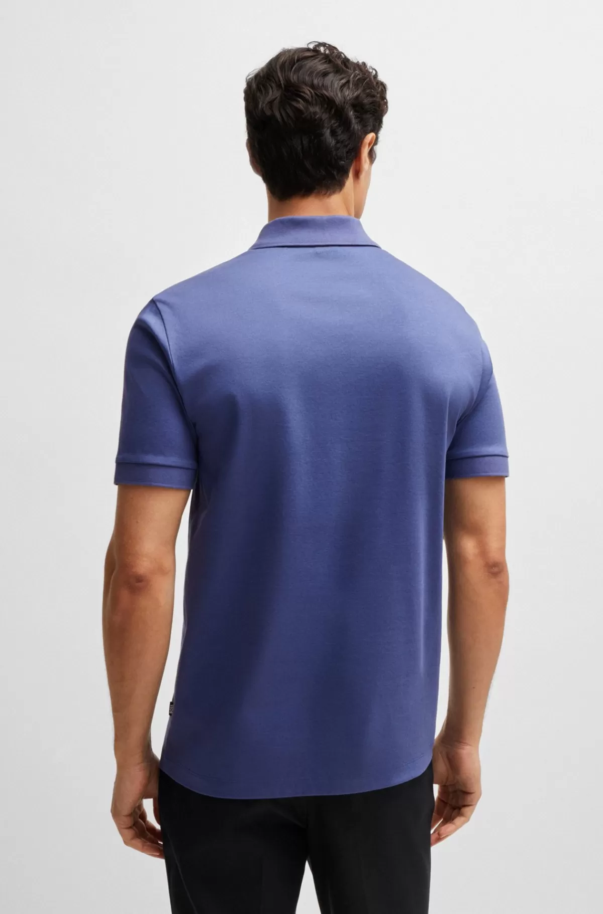 HUGO BOSS Poloshirt Af Merceriseret Bomuld Med Slim Fit Og Lynlås I Stolpen Blå Best Sale