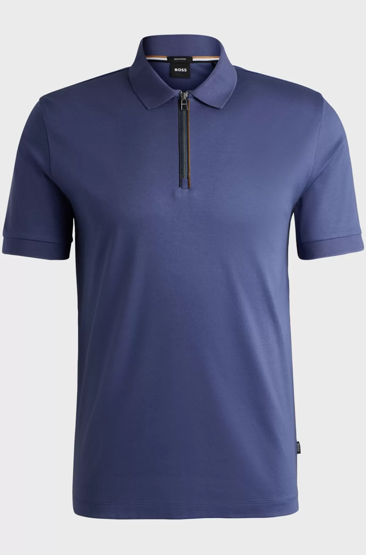 HUGO BOSS Poloshirt Af Merceriseret Bomuld Med Slim Fit Og Lynlås I Stolpen Blå Best Sale