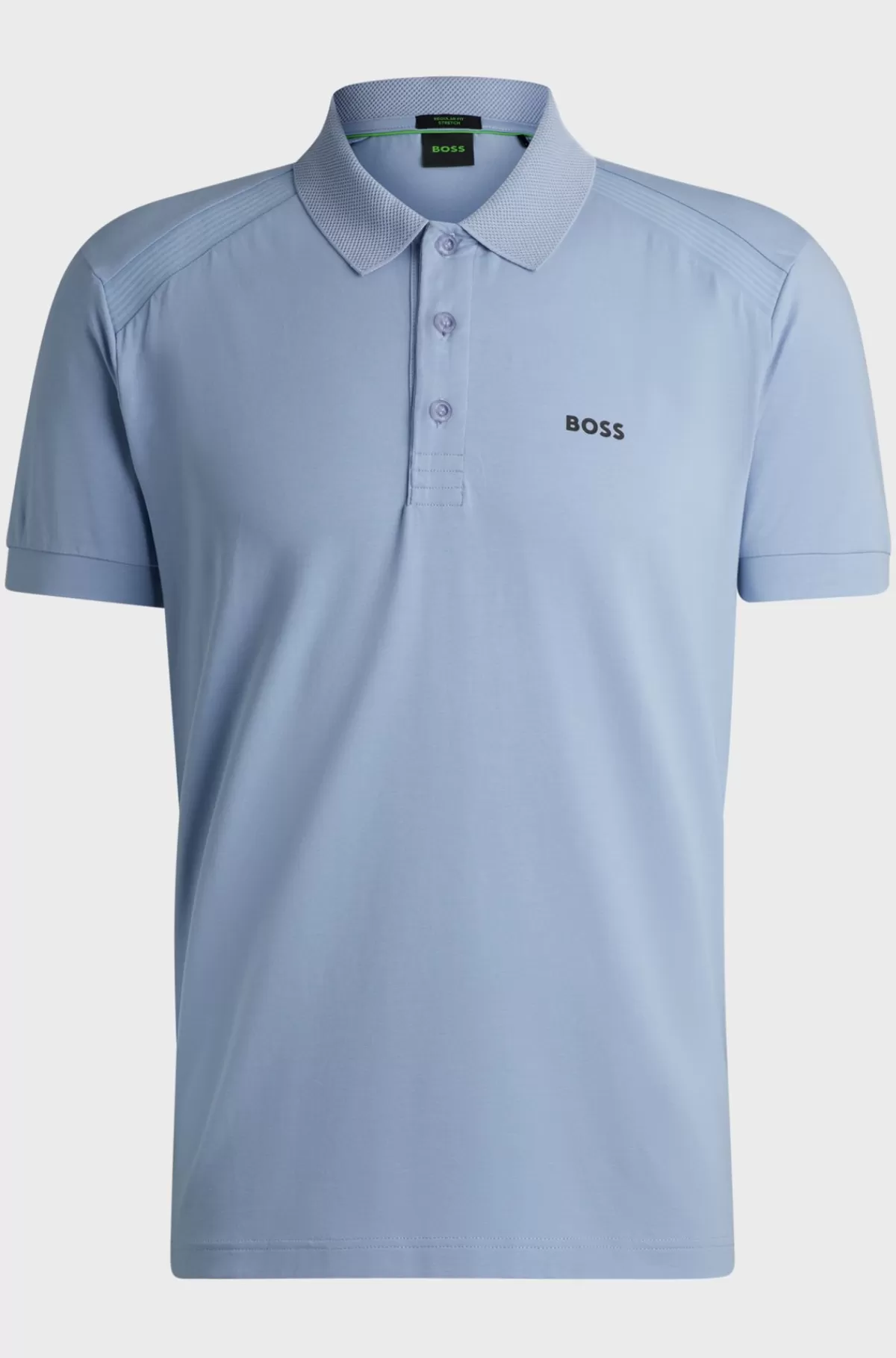 HUGO BOSS Poloshirt I Bomuld Med Stræk Og Indsatser Af Stribet Bånd Lyseblå Discount