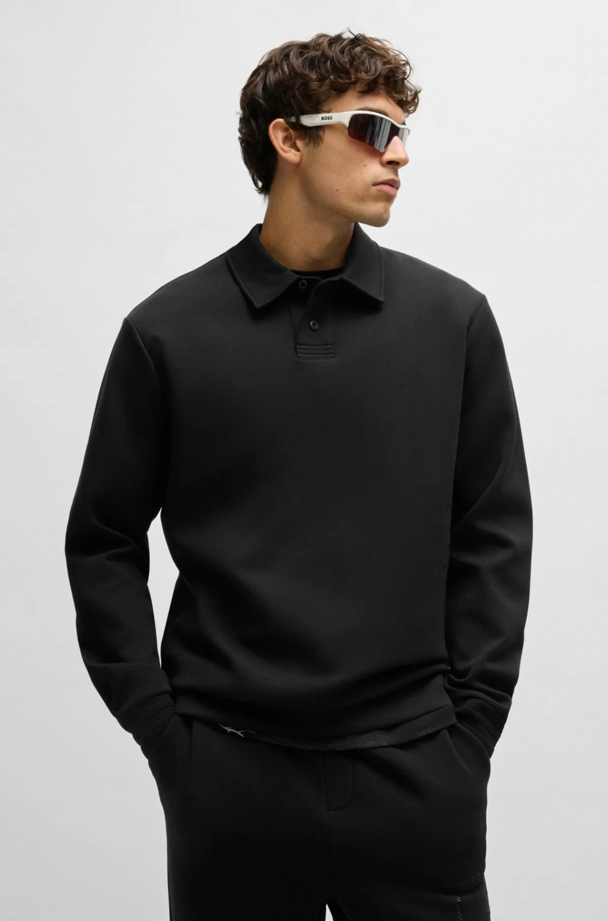 HUGO BOSS Poloshirt I Bomuldsblanding Med Detaljer, Der Matcher Sæsonen Sort Hot