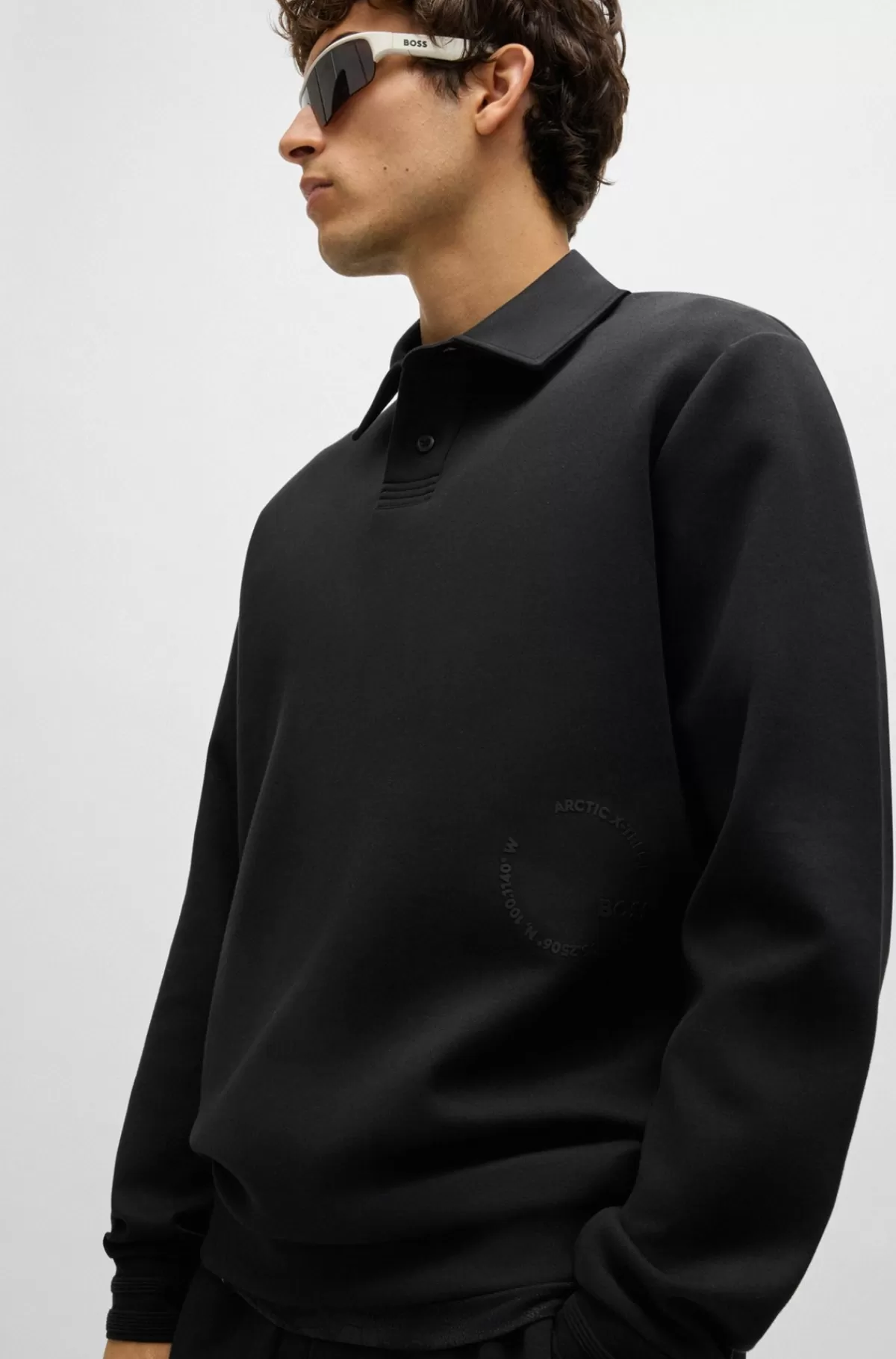 HUGO BOSS Poloshirt I Bomuldsblanding Med Detaljer, Der Matcher Sæsonen Sort Hot
