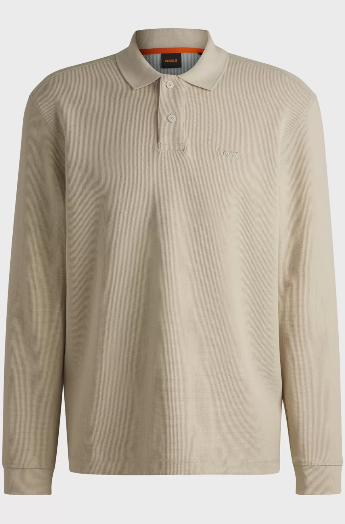 HUGO BOSS Poloshirt I Bomuldsblanding Med Stræk Og Vaffelstruktur Lys beige Cheap