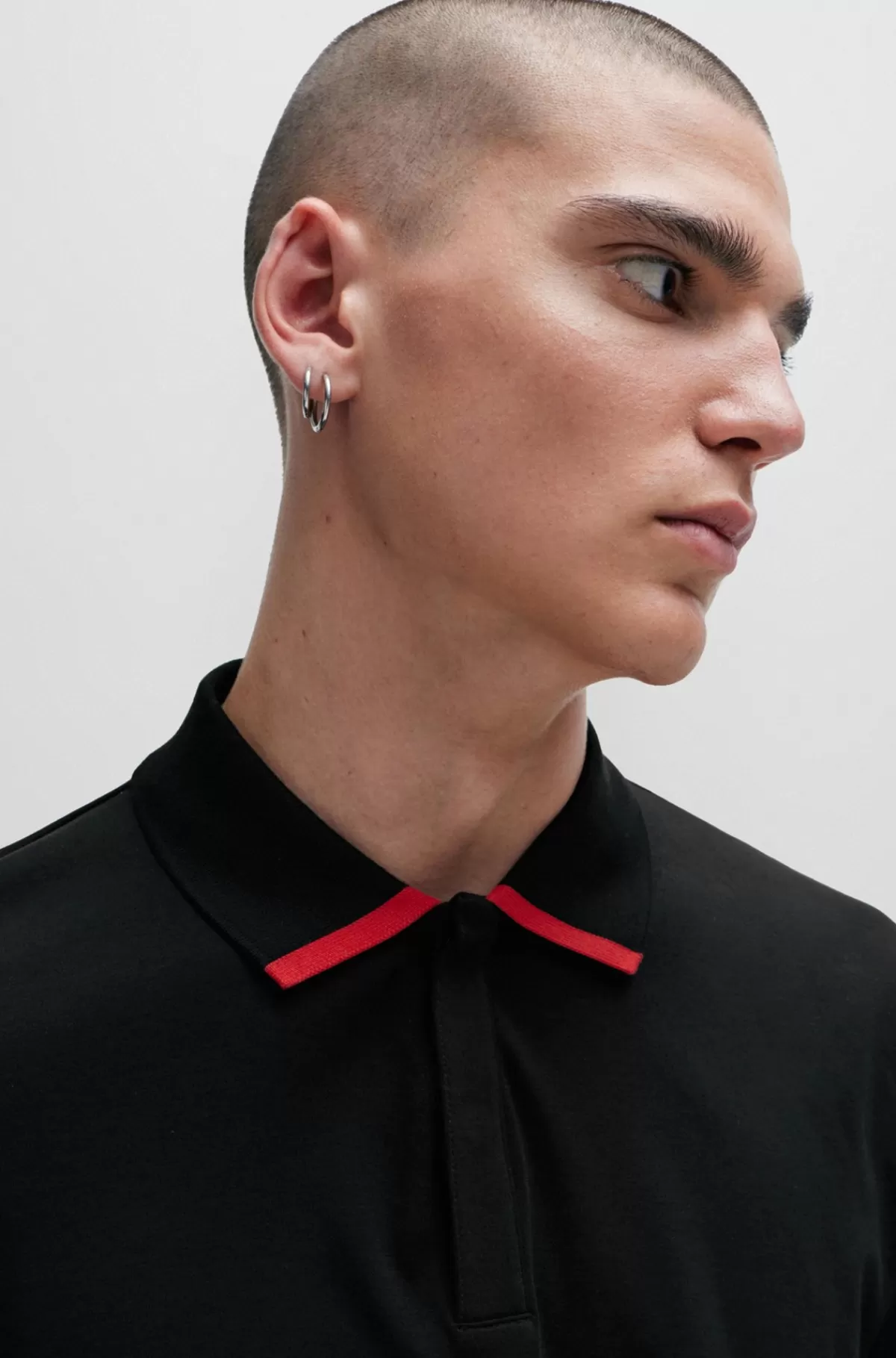 HUGO BOSS Poloshirt I Bomuldsjersey Med Krave Med Kantbånd Sort Best Sale
