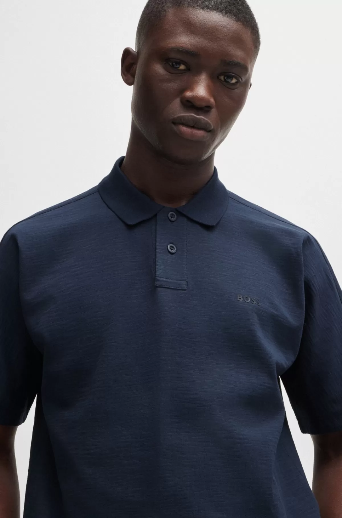 HUGO BOSS Poloshirt I Bomuldsjersey Med Logo Mørkeblå New