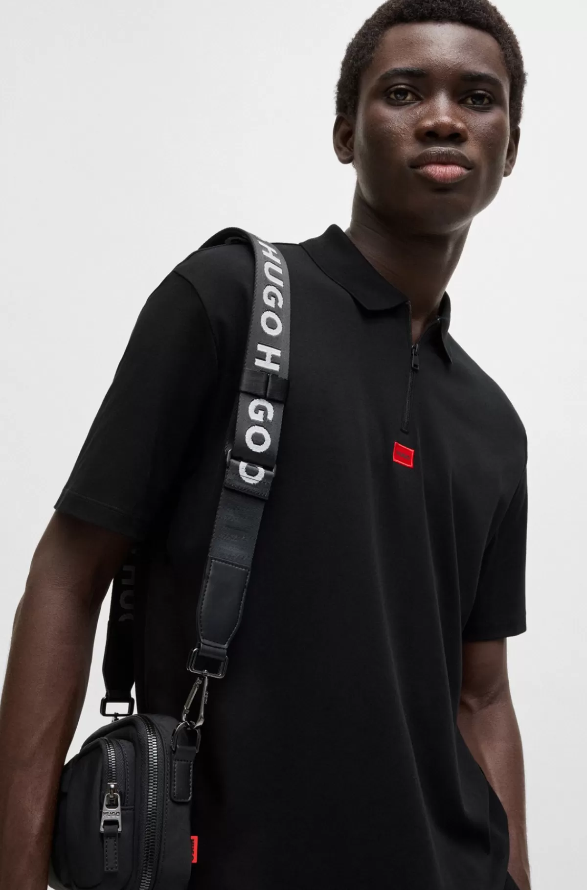 HUGO BOSS Poloshirt I Bomuldsjersey Med Logomærkat Sort Clearance