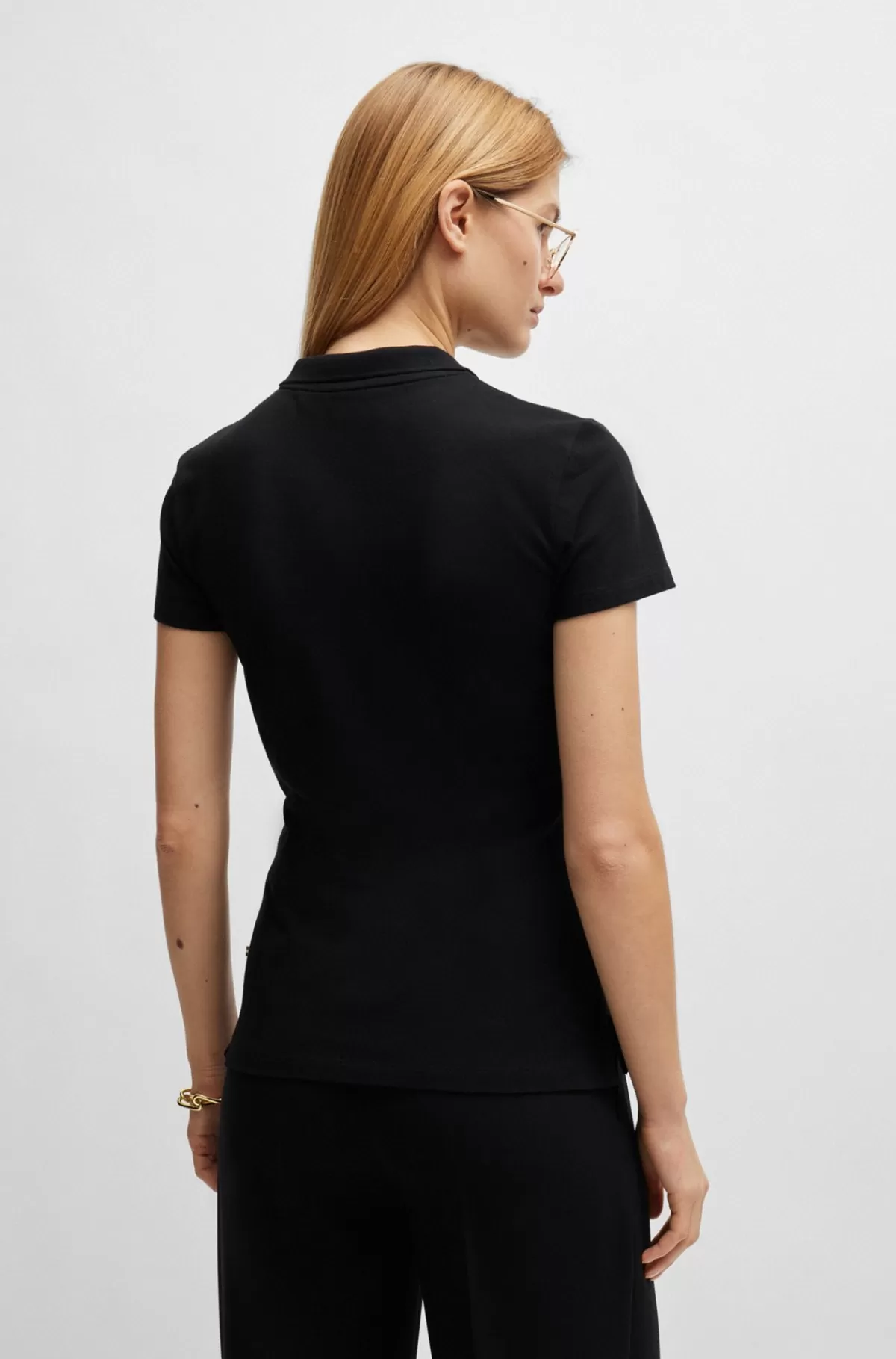 HUGO BOSS Poloshirt I Bomuldspiqué Med Logo Sort Shop