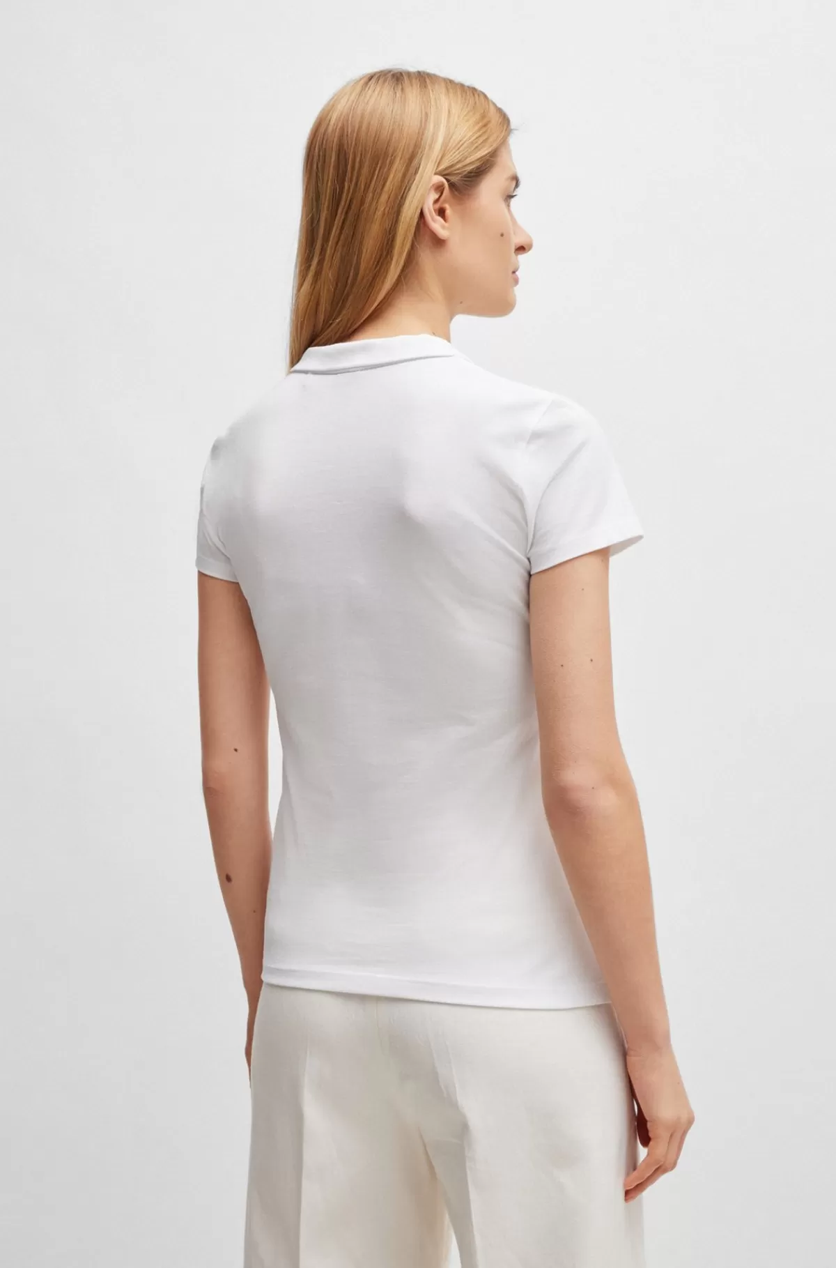 HUGO BOSS Poloshirt I Bomuldspiqué Med Logo Hvid New