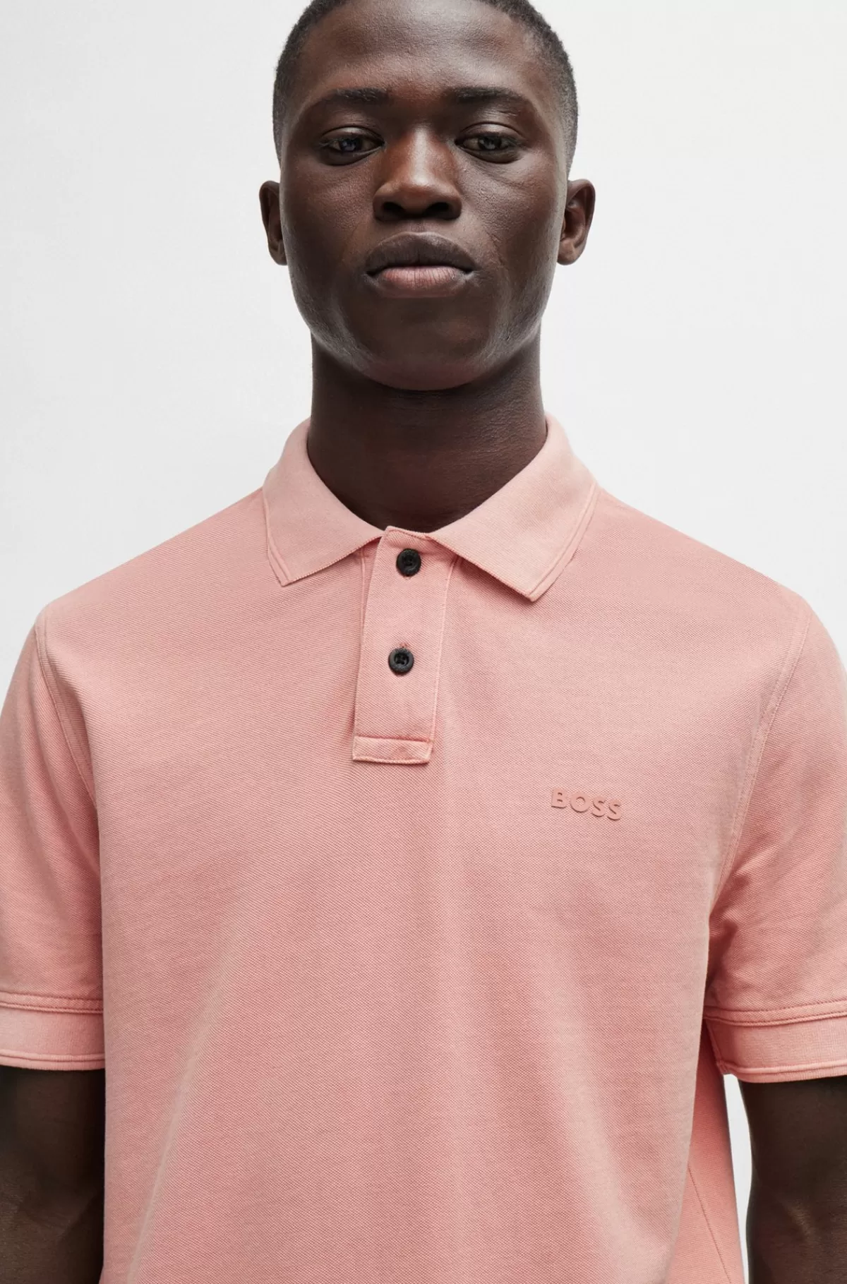 HUGO BOSS Poloshirt I Bomuldspiqué Med Logoprint Lys pink Sale
