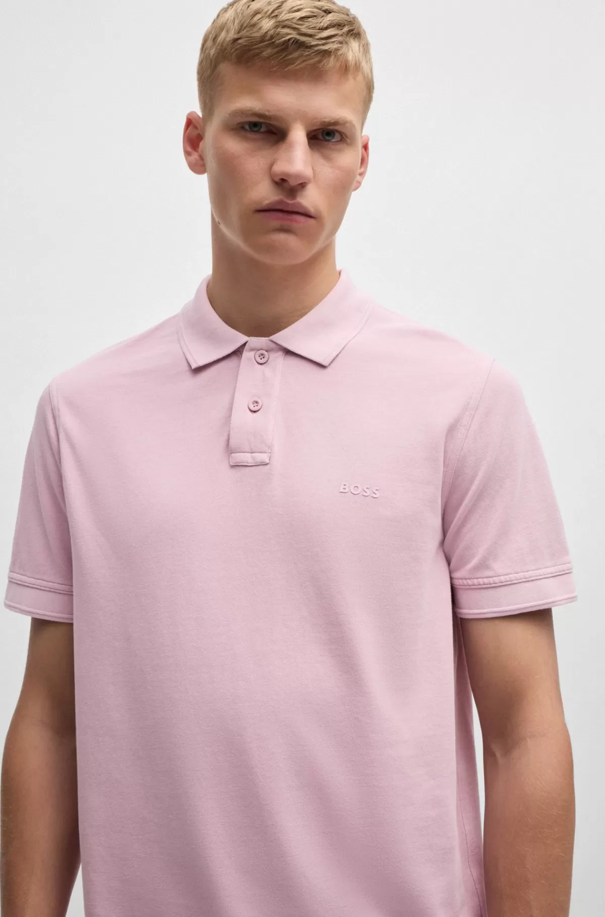 HUGO BOSS Poloshirt I Bomuldspiqué Med Logoprint Lyslilla Sale