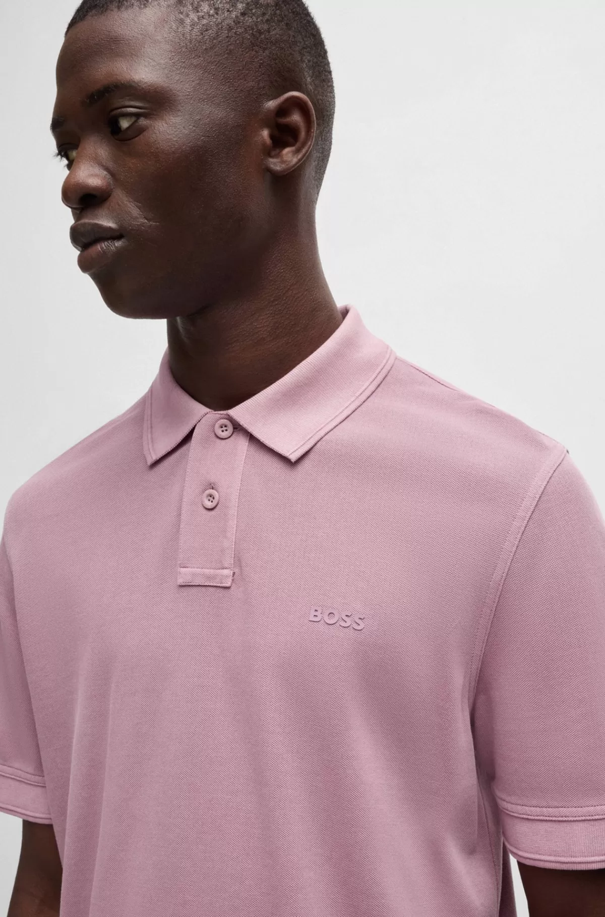 HUGO BOSS Poloshirt I Bomuldspiqué Med Logoprint Lilla Discount