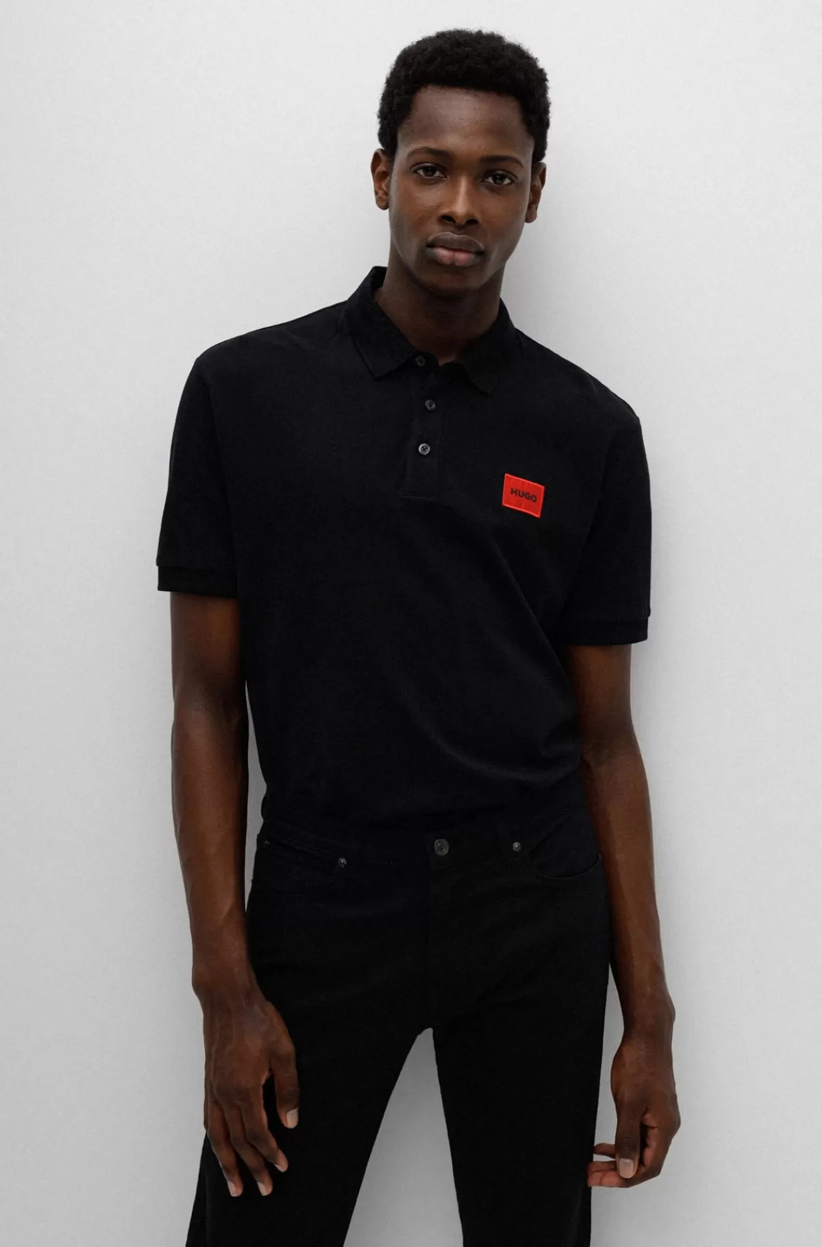 HUGO BOSS Poloshirt I Bomuldspiqué Med Slim Fit Og Logomærke Sort Sale