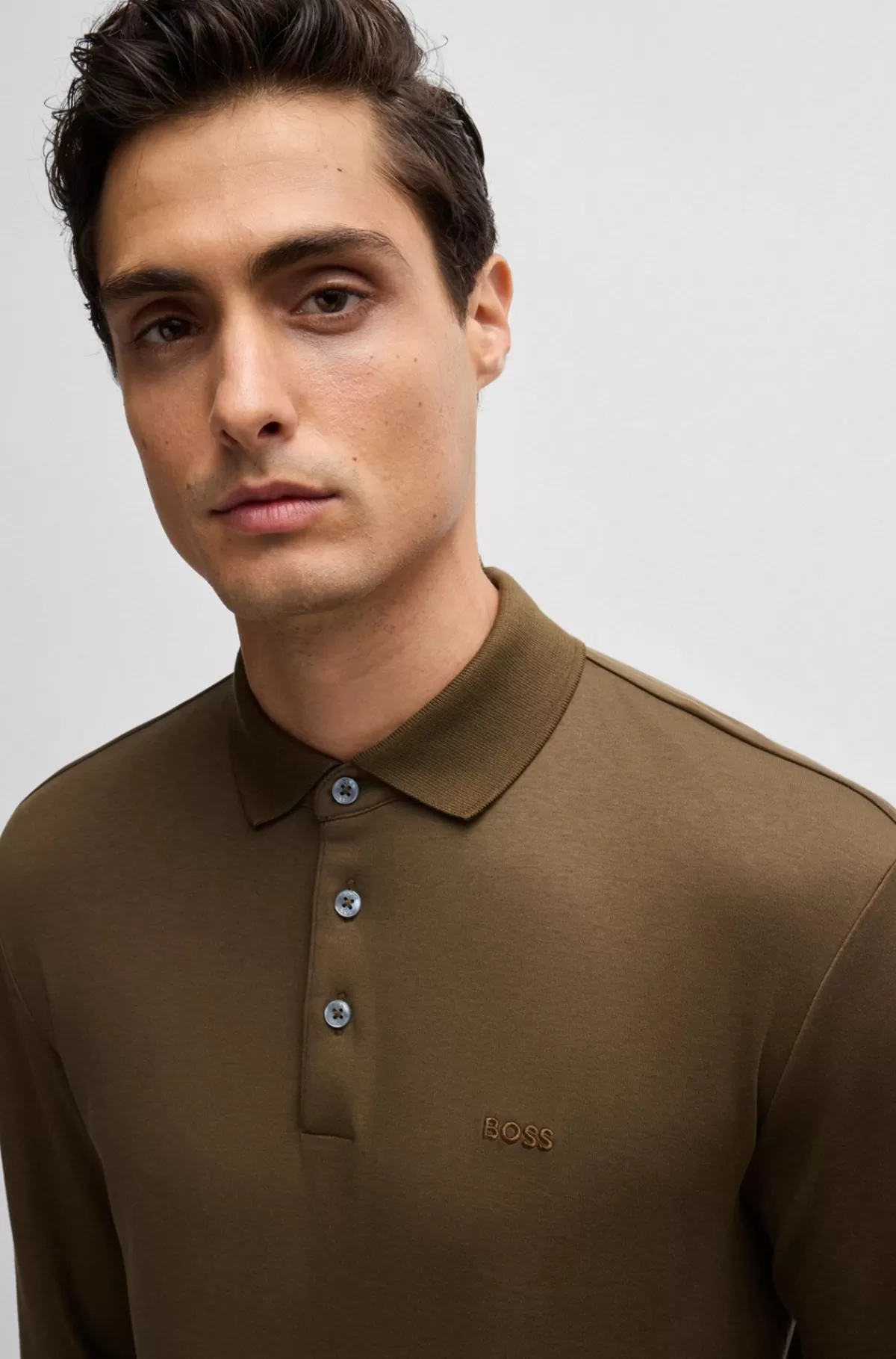 HUGO BOSS Poloshirt I Interlock-bomuld Med Broderet Logo Brun New