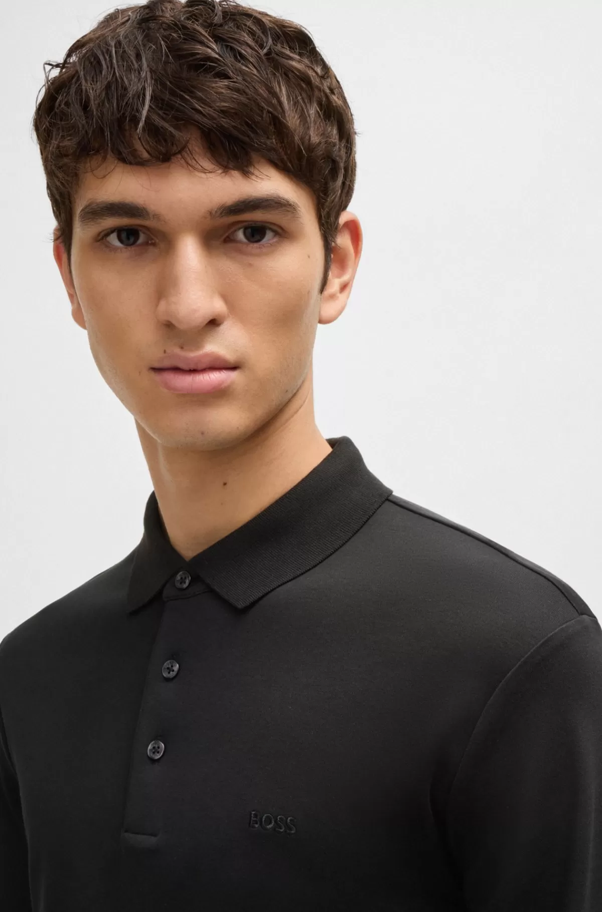 HUGO BOSS Poloshirt I Interlock-bomuld Med Broderet Logo Sort Fashion