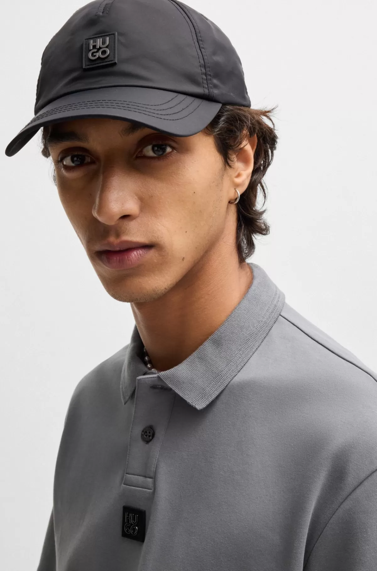 HUGO BOSS Poloshirt I Interlock-bomuld Med Stablet Logo Grå Best