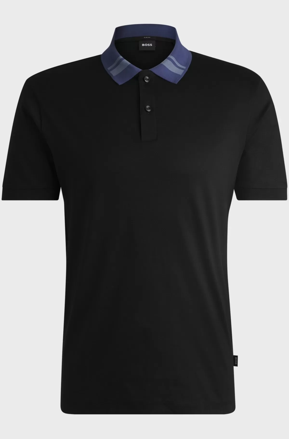 HUGO BOSS Poloshirt I Merceriseret Bomuld Med Slim Fit Og Striber På Kraven Sort Online