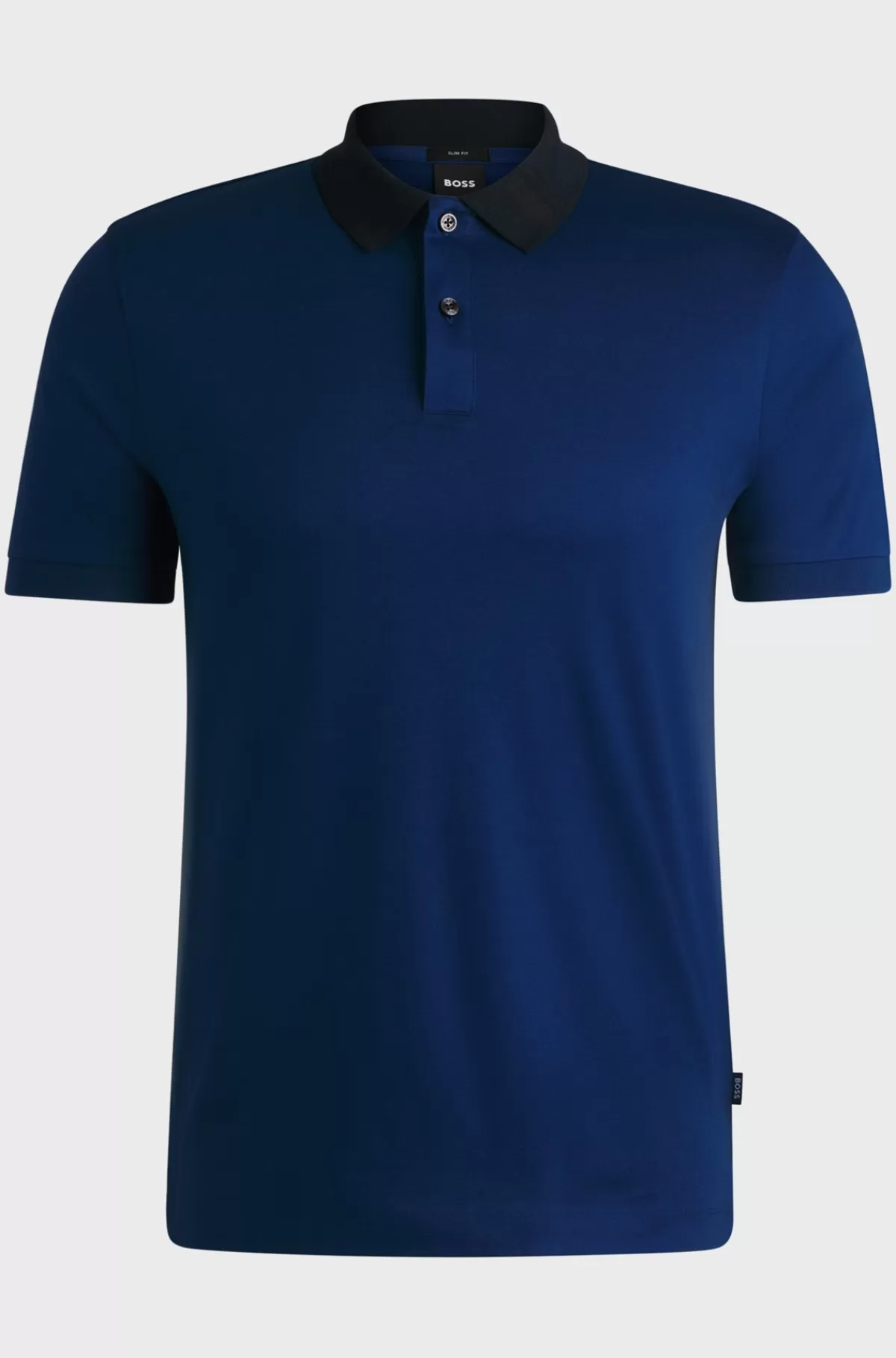 HUGO BOSS Poloshirt I Merceriseret Bomuld Med Slim Fit Og Striber På Kraven Mørkeblå Flash Sale