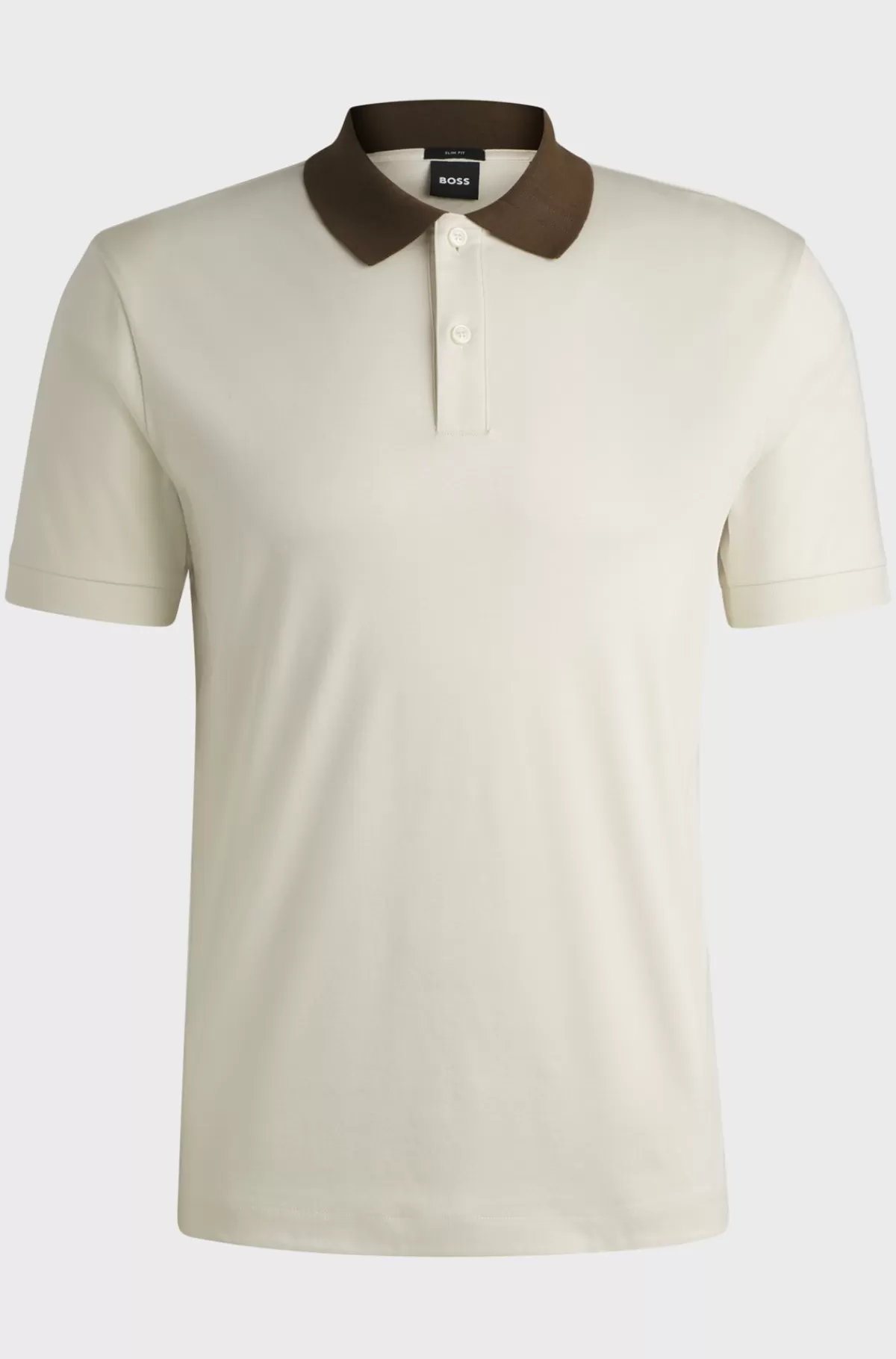 HUGO BOSS Poloshirt I Merceriseret Bomuld Med Slim Fit Og Striber På Kraven Naturlig Store