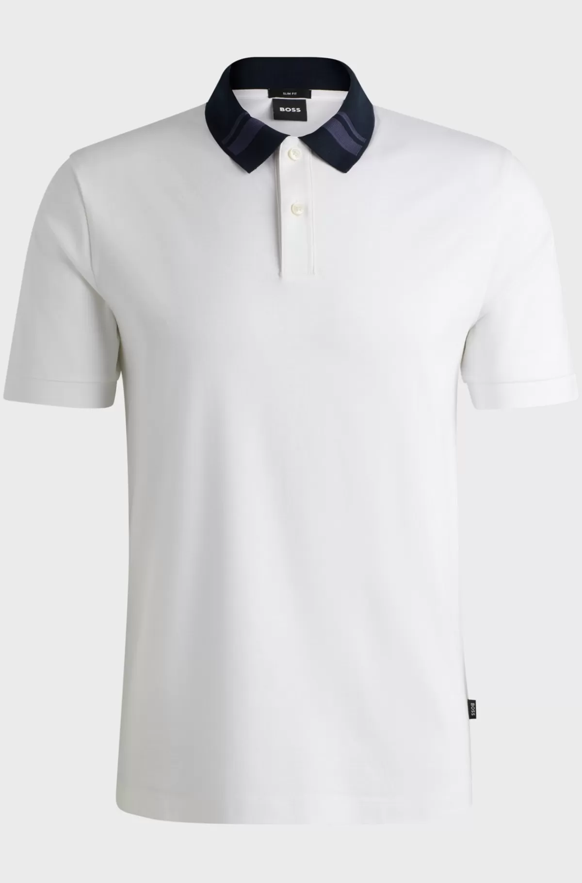 HUGO BOSS Poloshirt I Merceriseret Bomuld Med Slim Fit Og Striber På Kraven Hvid Outlet