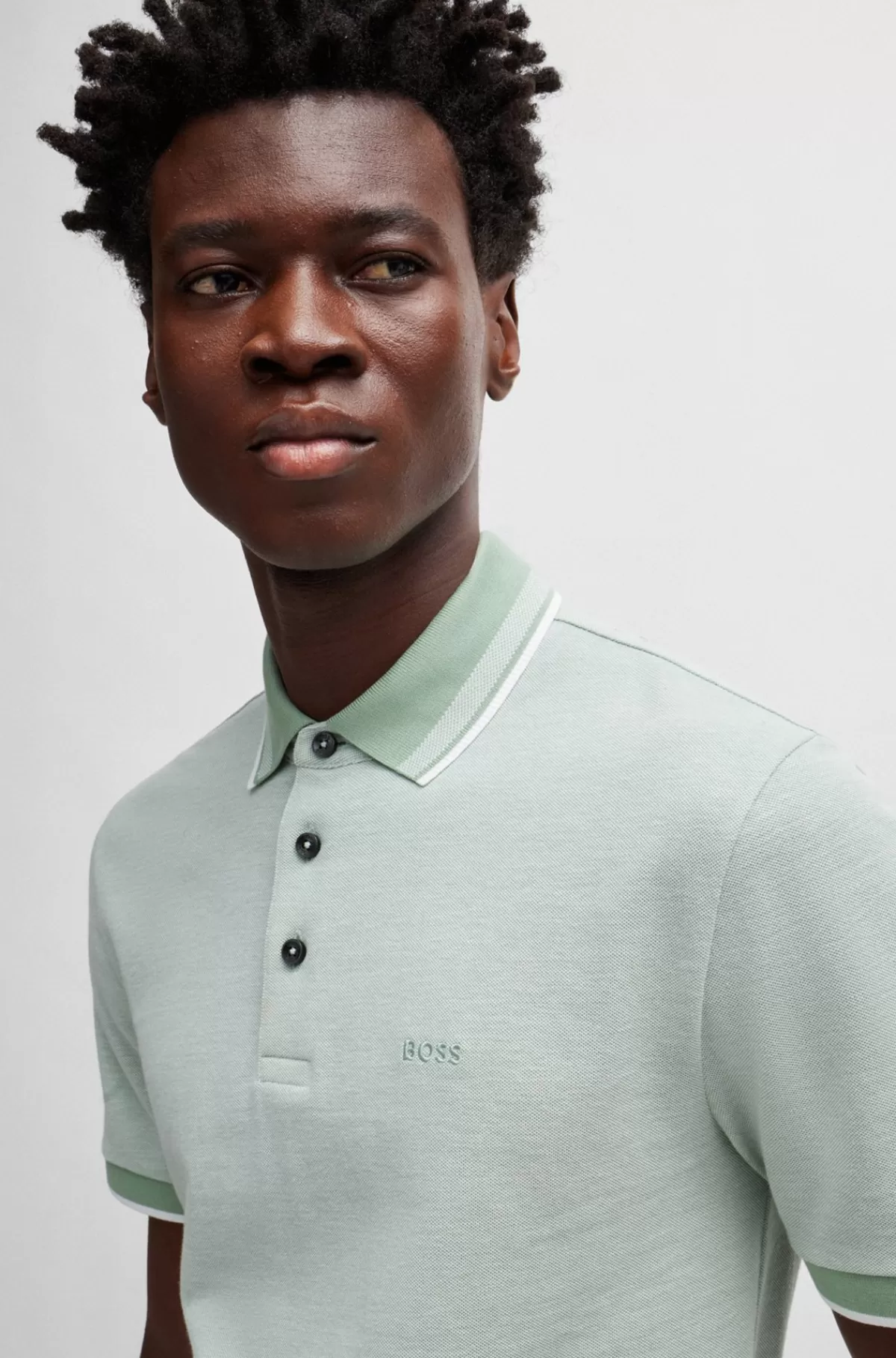 HUGO BOSS Poloshirt I Oxford-bomuldspiqué Med Logo Lysegrøn Hot