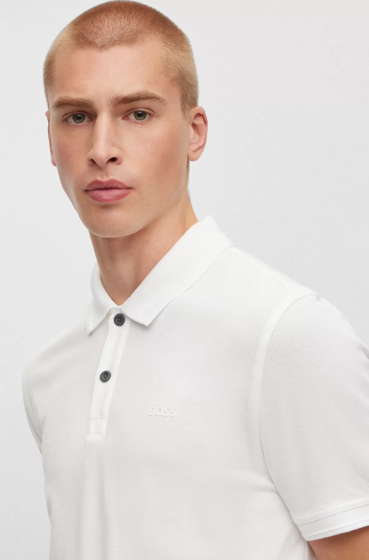 HUGO BOSS Poloshirt I Slank Pasform I Bomuldspiqué Hvid Clearance