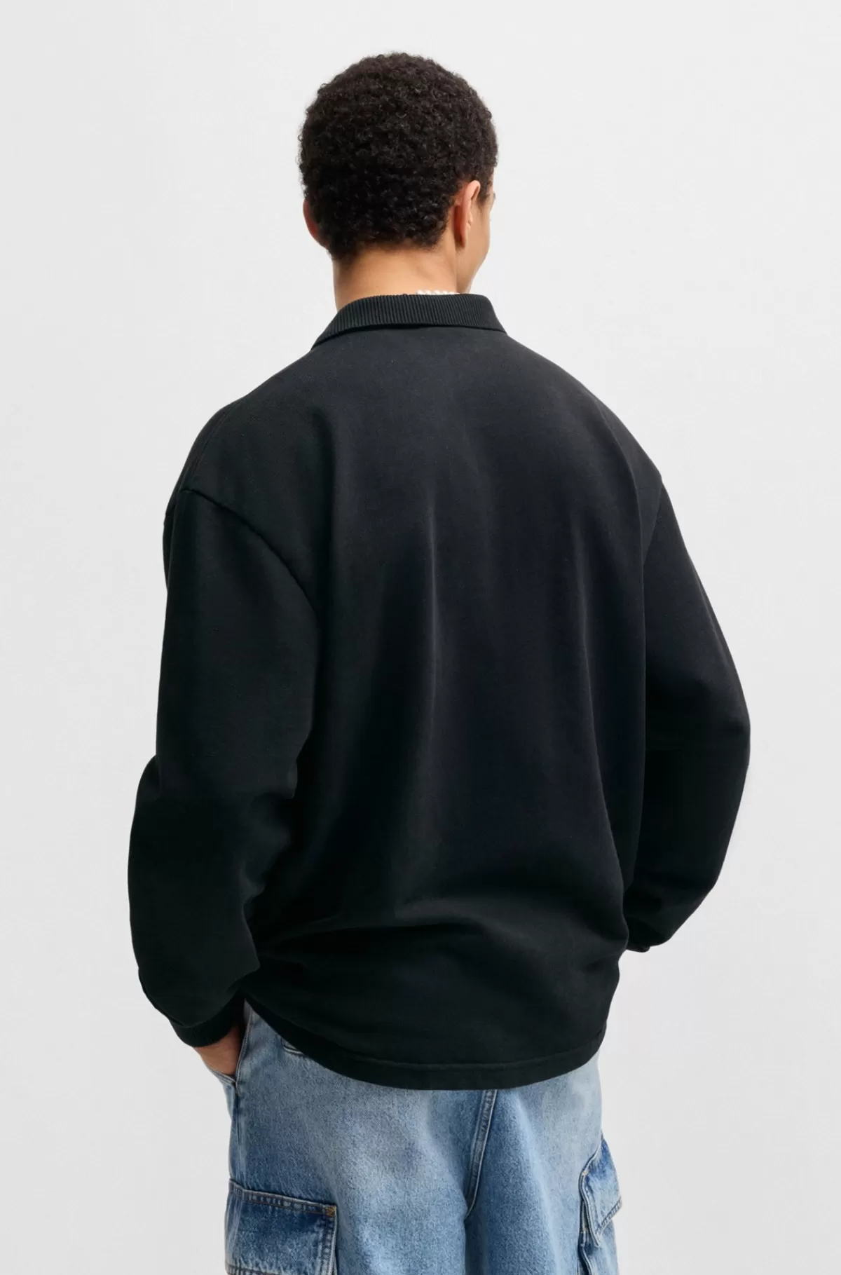 HUGO BOSS Poloshirt I Sweatkvalitet Af Bomuld Med Logo Sort Cheap