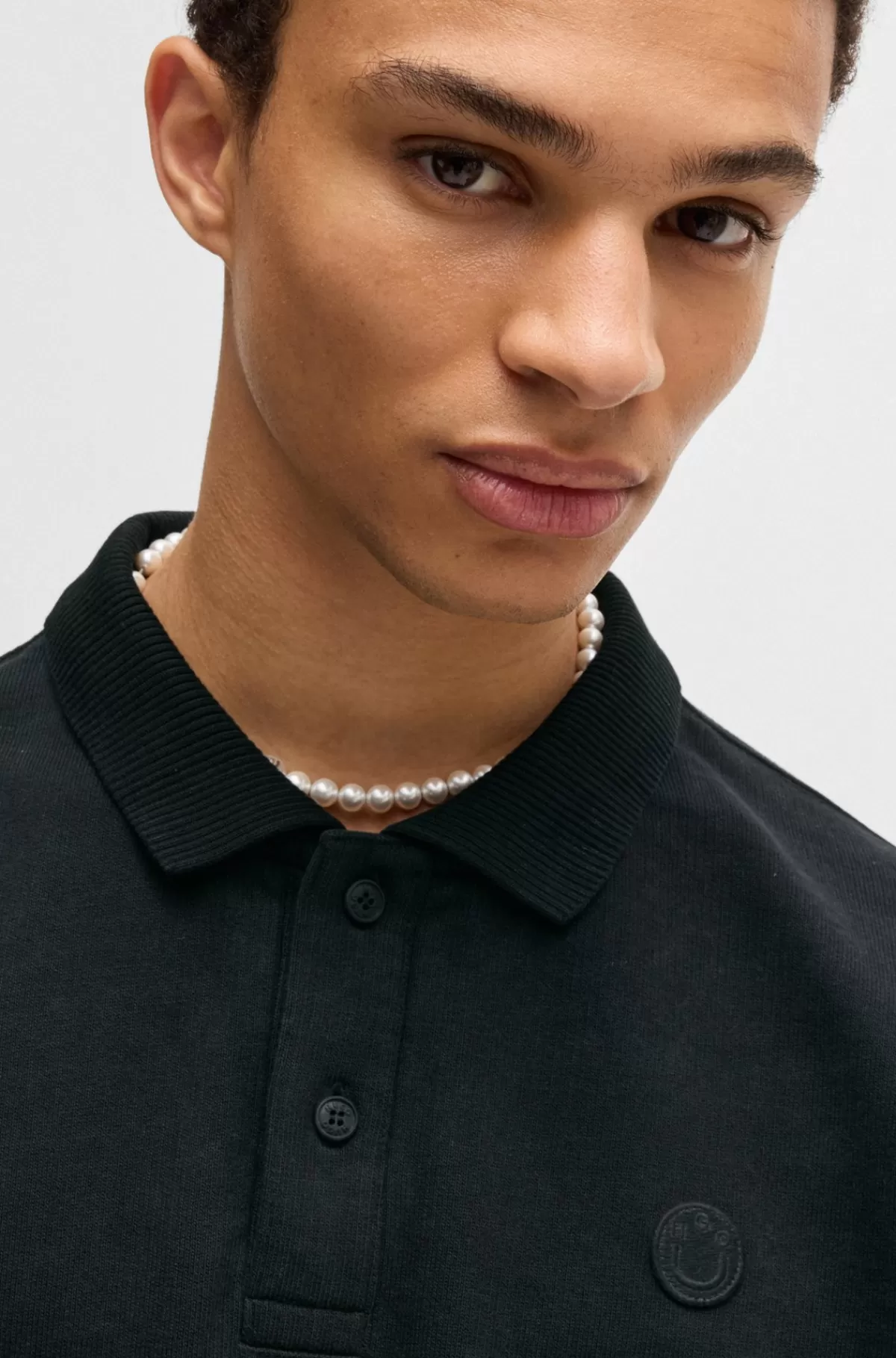 HUGO BOSS Poloshirt I Sweatkvalitet Af Bomuld Med Logo Sort Cheap