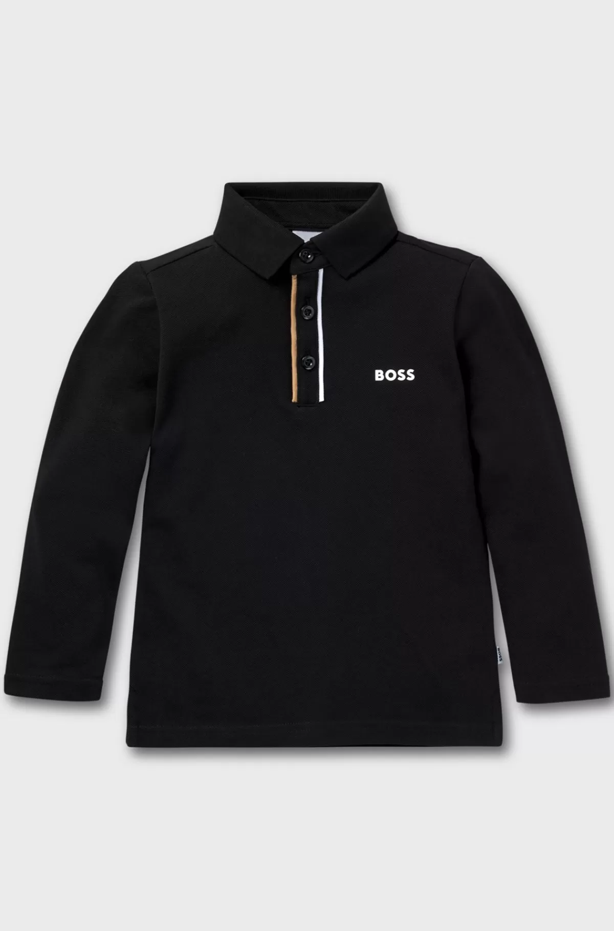 HUGO BOSS Poloshirt Med Lange ærmer Og Stribet Skjult Stolpe Til Børn Sort Clearance