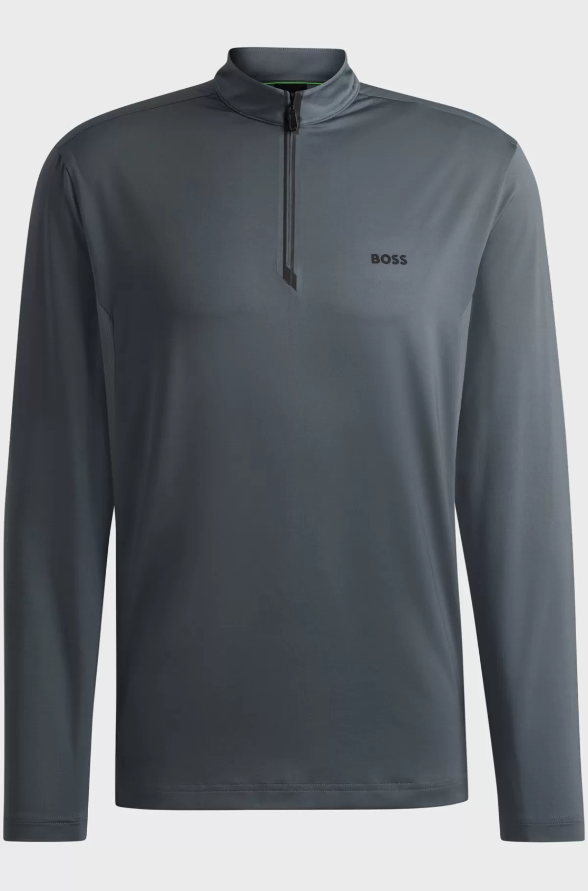 HUGO BOSS Poloshirt Med Lynlås I Halsen Og Dekorativt Reflekterende Logo Grå Store