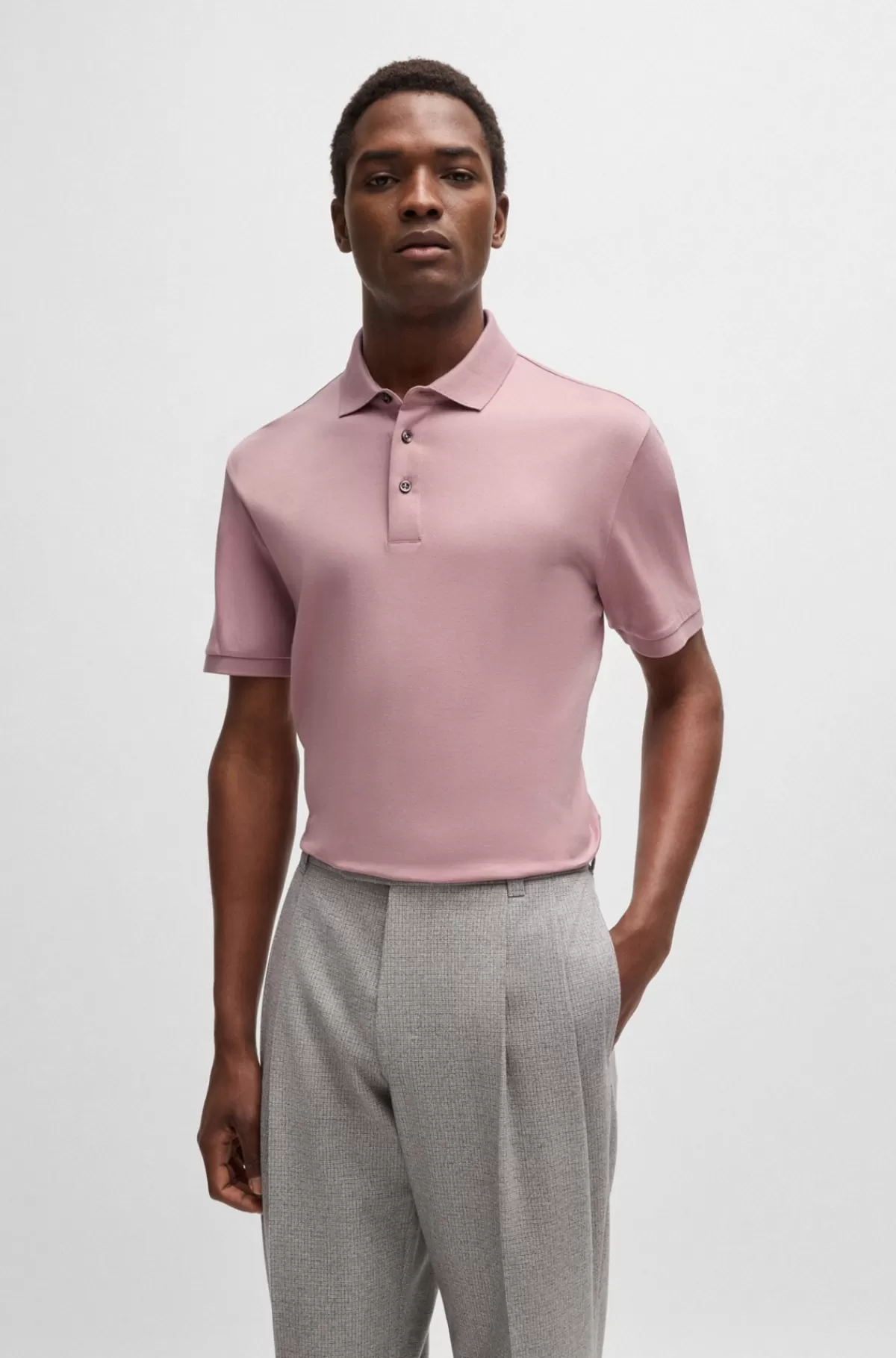 HUGO BOSS Poloshirt Med Regular Fit I Merceriseret Italiensk Bomuld Lys pink Online