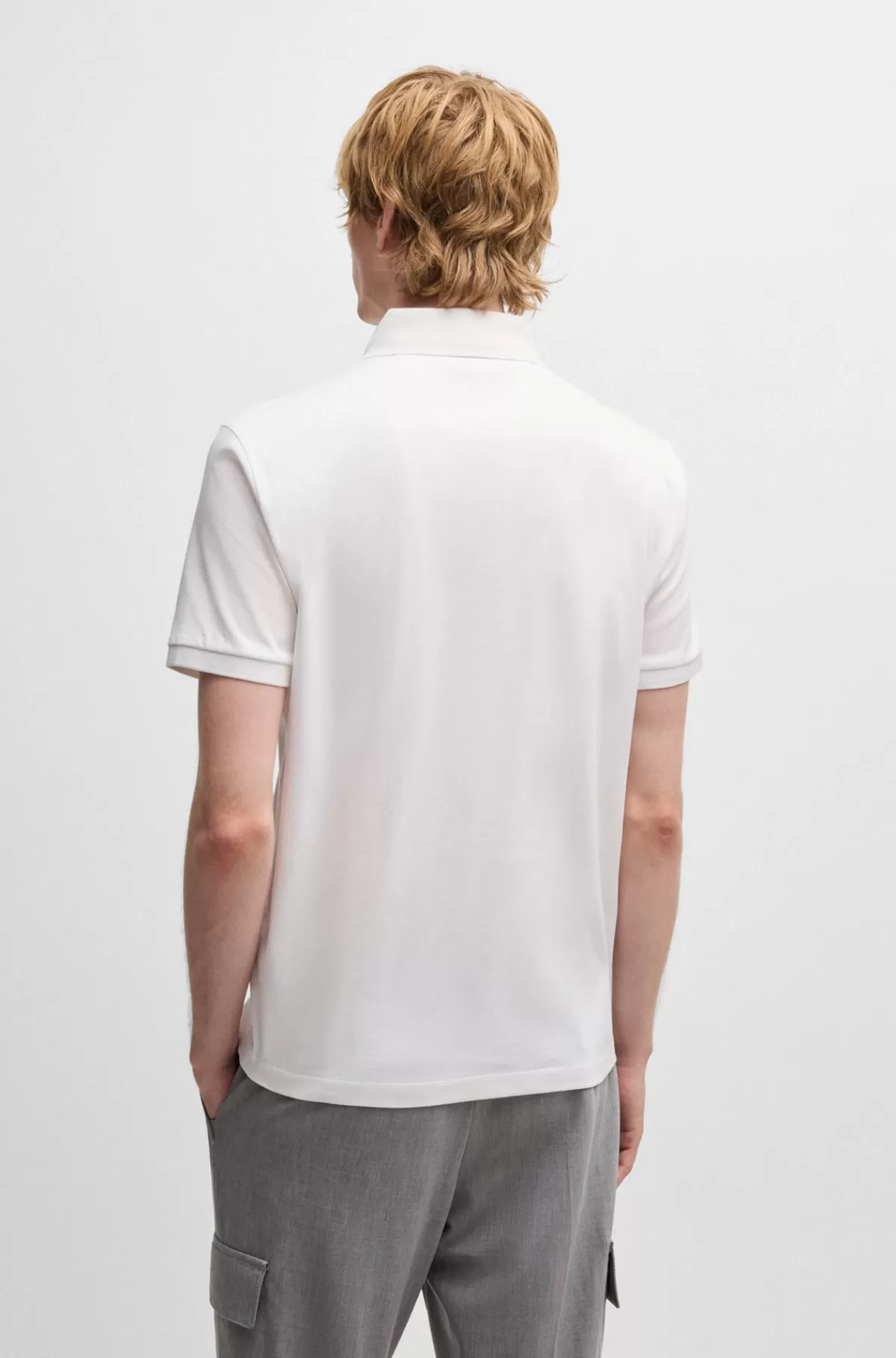 HUGO BOSS Poloshirt Med Regular Fit I Merceriseret Italiensk Bomuld Hvid Cheap