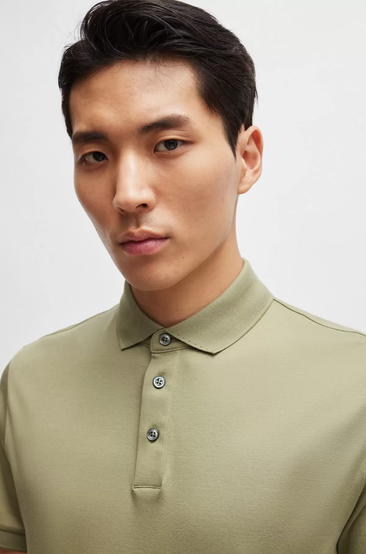 HUGO BOSS Poloshirt Med Regular Fit I Merceriseret Italiensk Bomuld Kaki Hot
