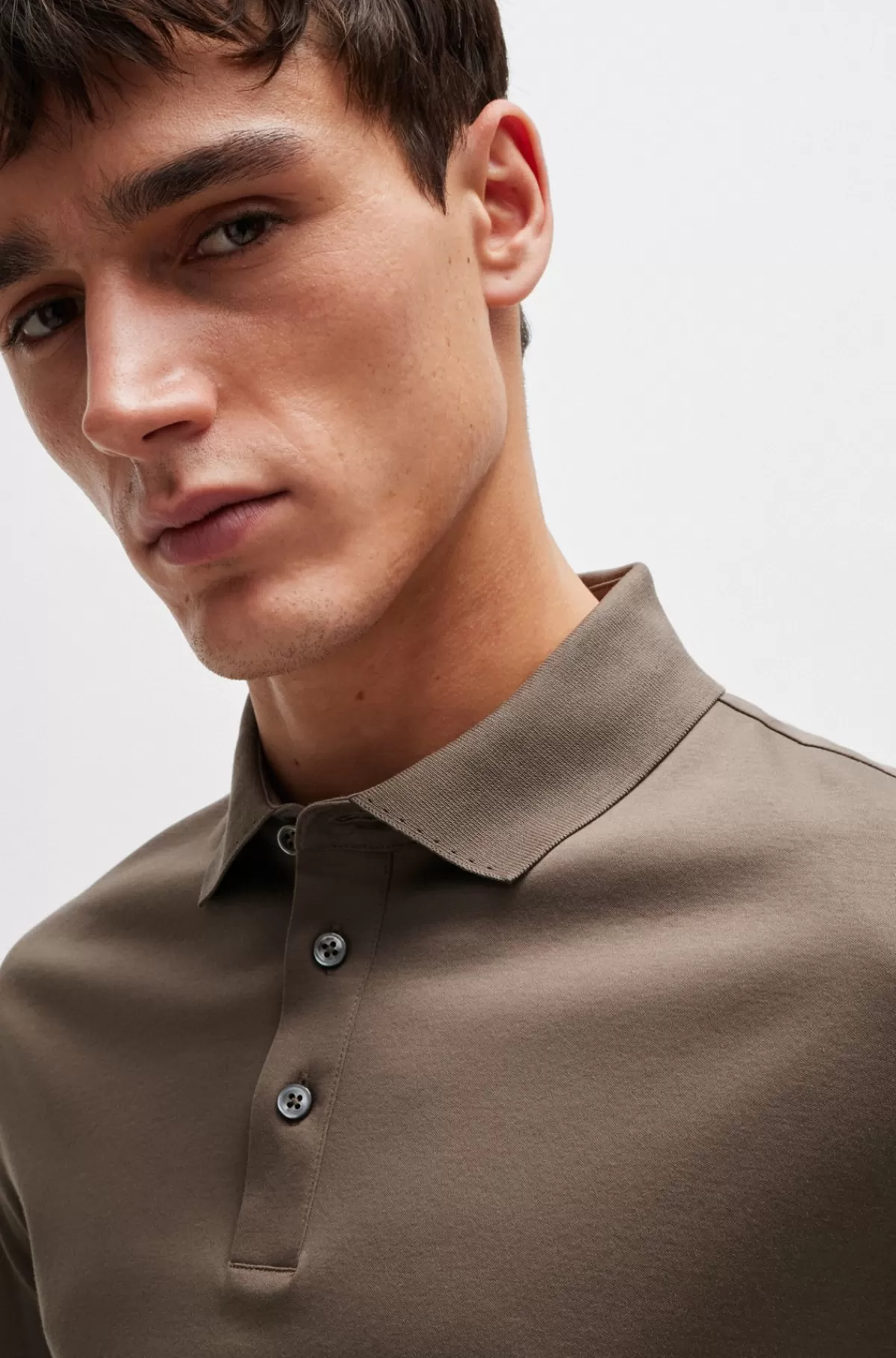 HUGO BOSS Poloshirt Med Regular Fit I Merceriseret Italiensk Bomuld Brun Best