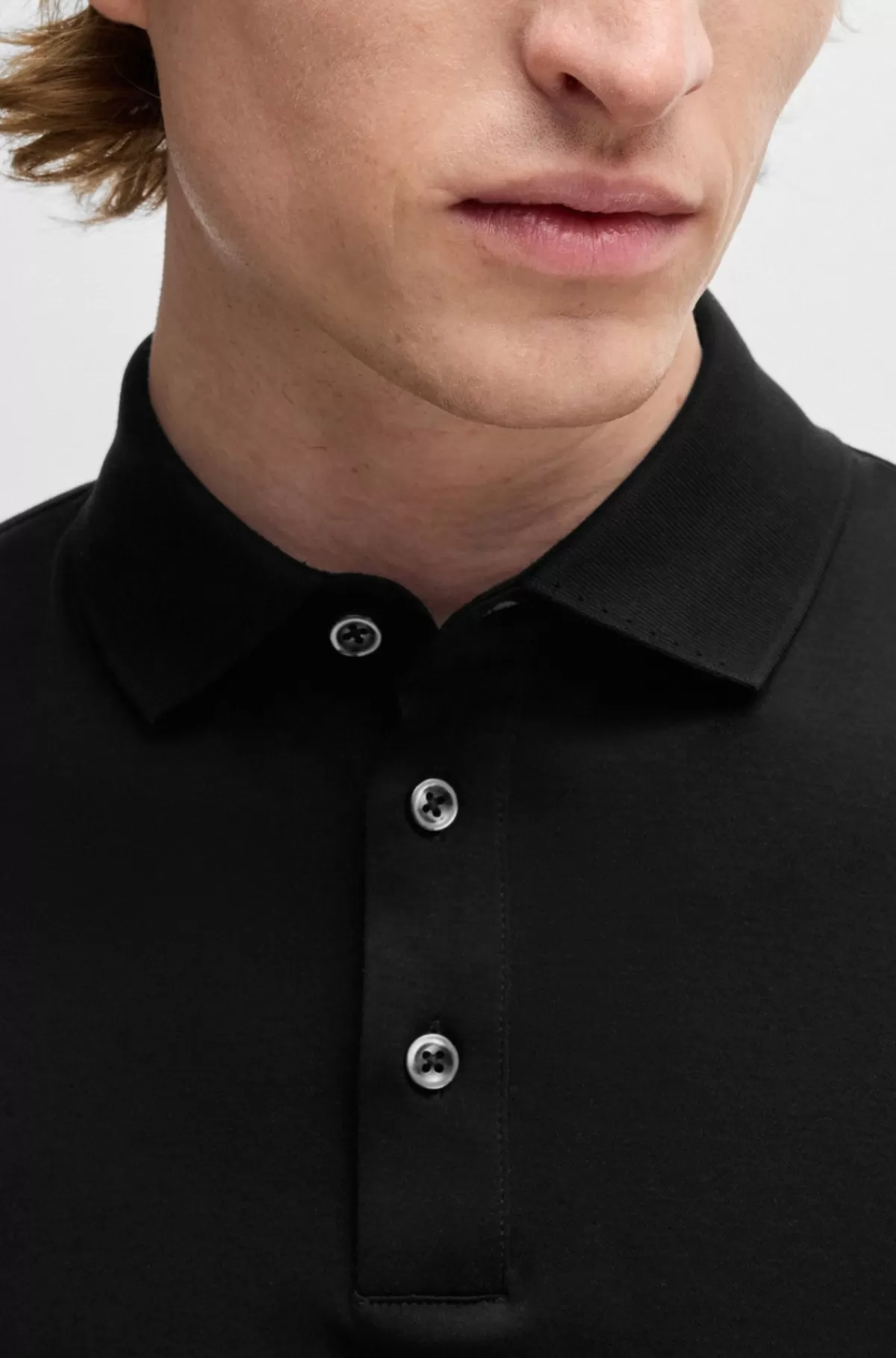 HUGO BOSS Poloshirt Med Regular Fit I Merceriseret Italiensk Bomuld Sort Sale