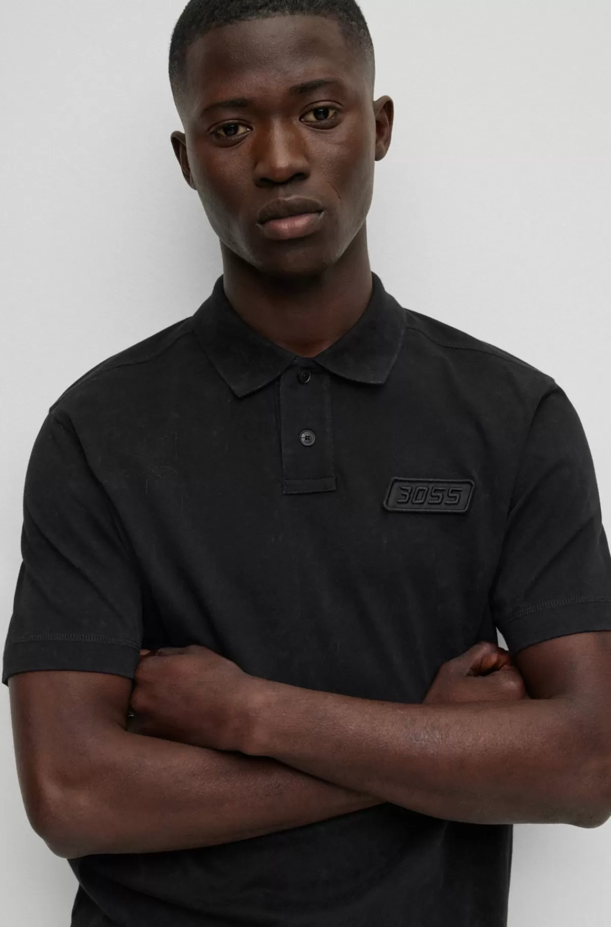 HUGO BOSS Poloshirt Med Relaxed Fit I Blødt Bomuld Med Logomærke Sort Store