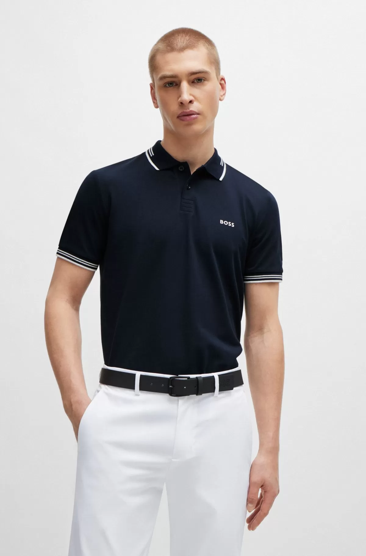 HUGO BOSS Poloshirt Med Slim Fit I Bomuld Med Stræk Og Branding Mørkeblå Best
