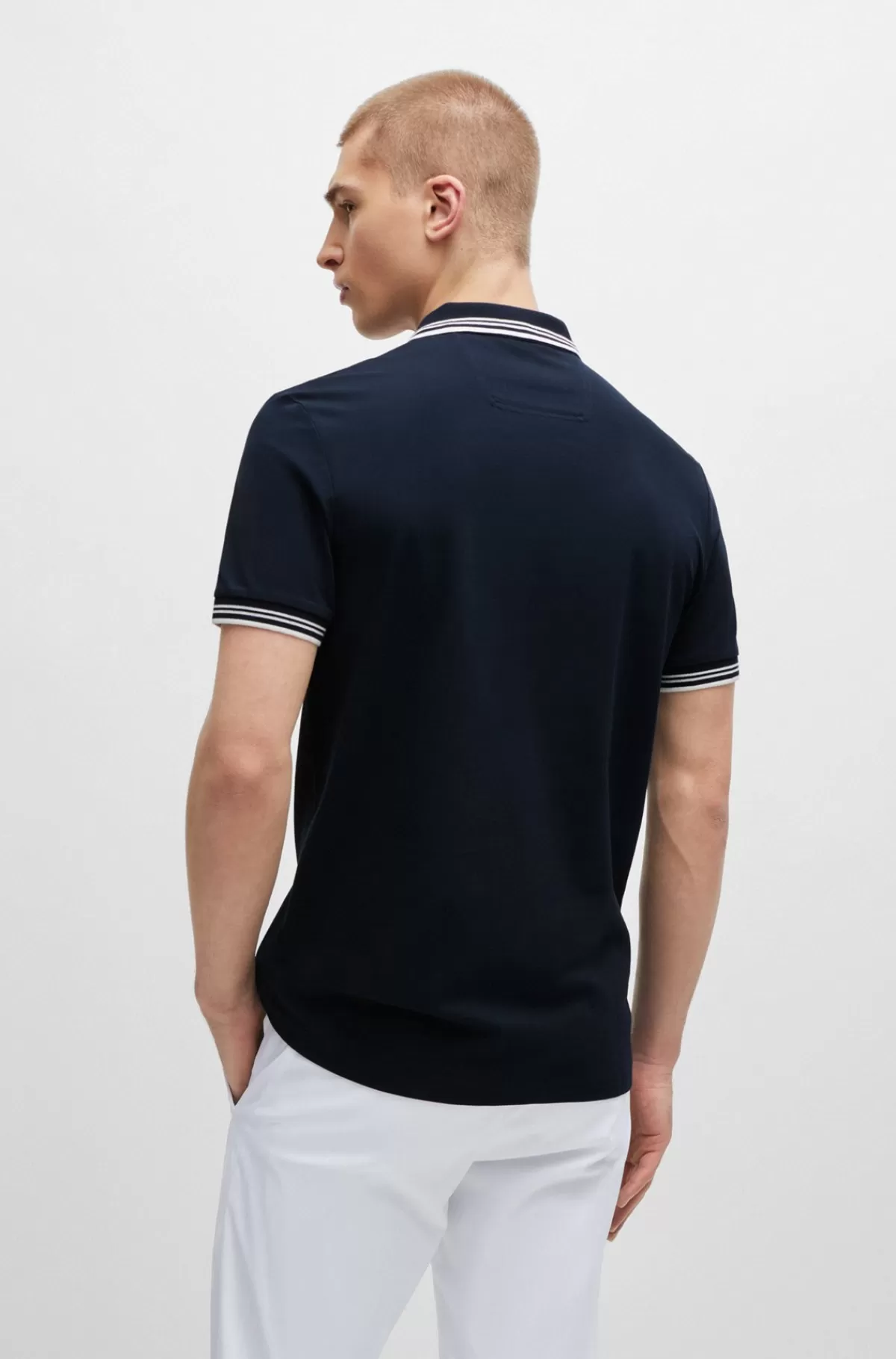 HUGO BOSS Poloshirt Med Slim Fit I Bomuld Med Stræk Og Branding Mørkeblå Best