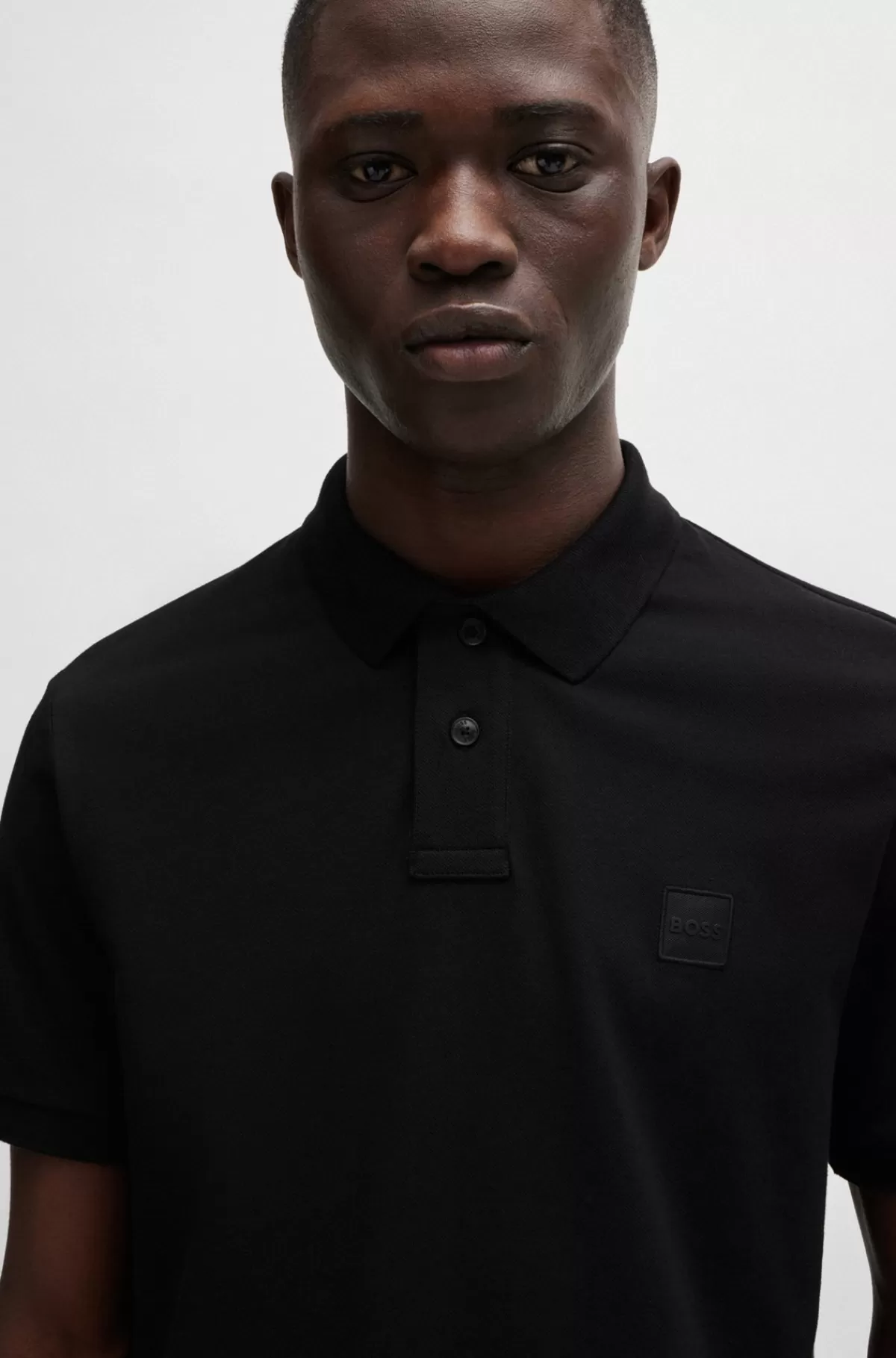 HUGO BOSS Poloshirt Med Slim Fit I Bomuld Med Stræk Og Logomærke Sort Fashion