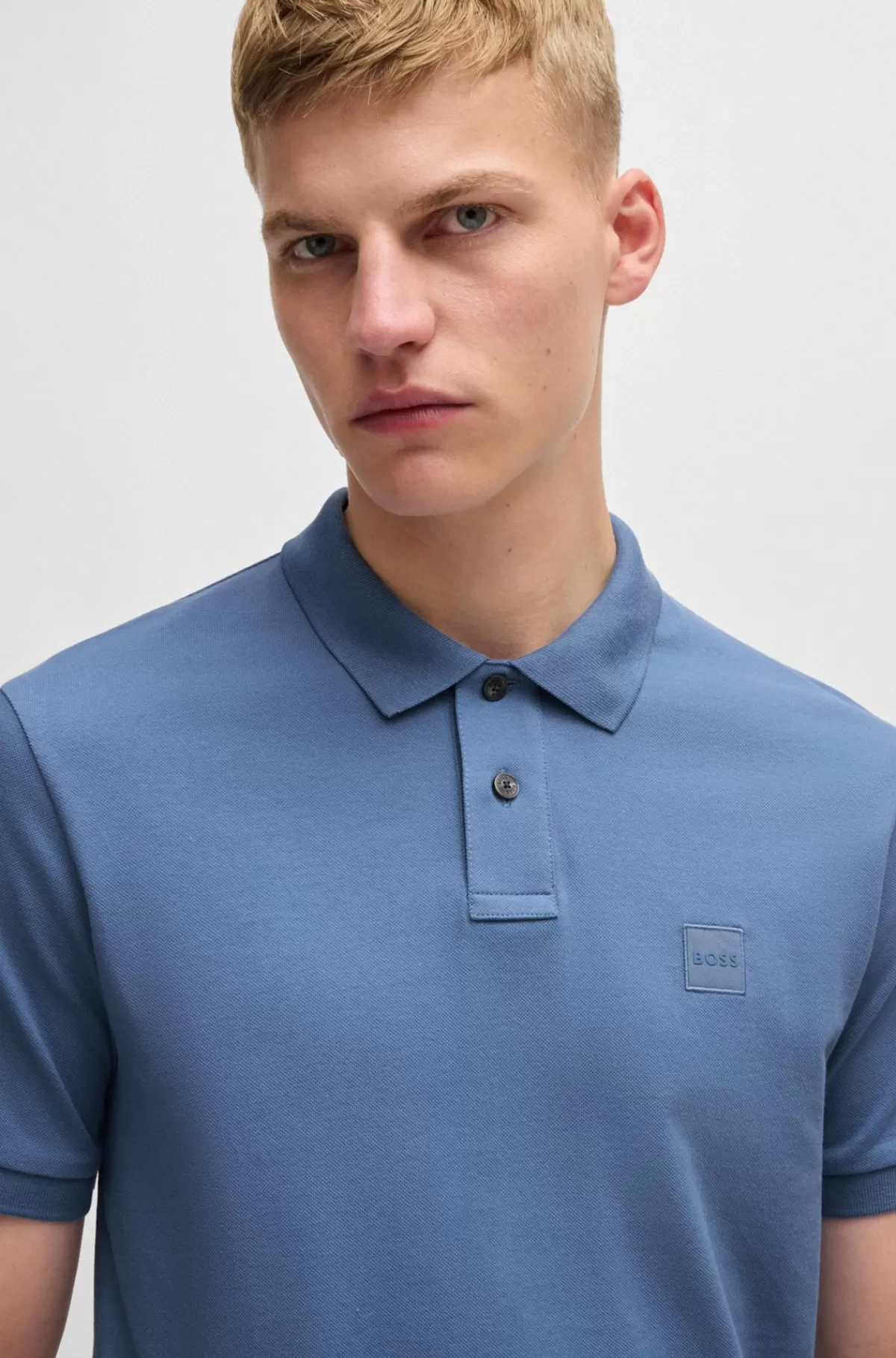 HUGO BOSS Poloshirt Med Slim Fit I Bomuld Med Stræk Og Logomærke Blå Best