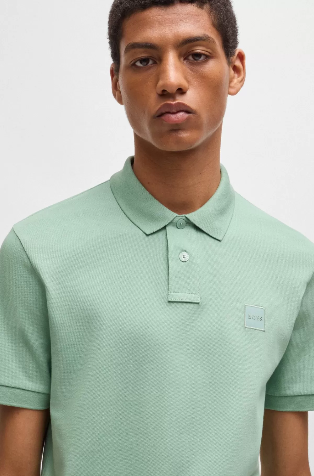 HUGO BOSS Poloshirt Med Slim Fit I Bomuld Med Stræk Og Logomærke Lysegrøn New