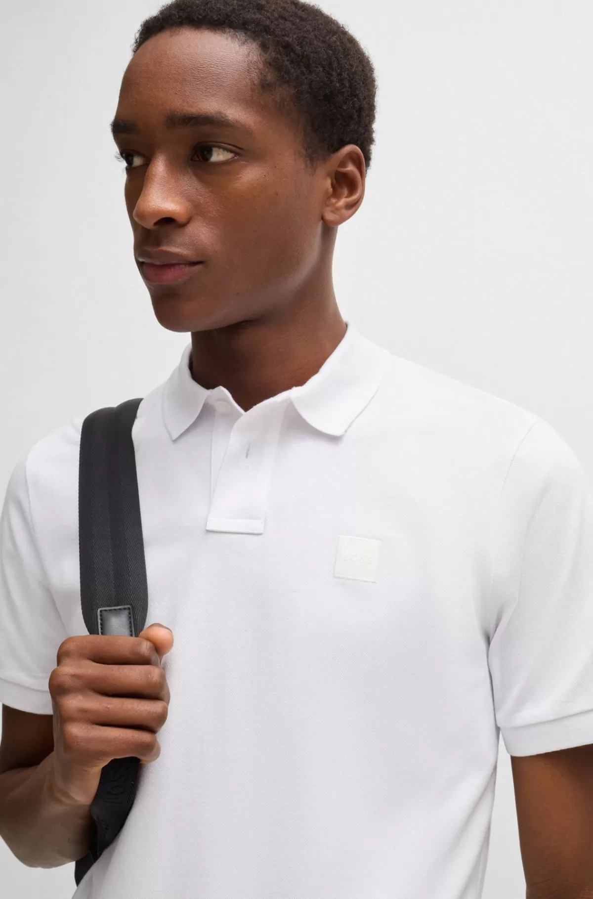 HUGO BOSS Poloshirt Med Slim Fit I Bomuld Med Stræk Og Logomærke Hvid Cheap
