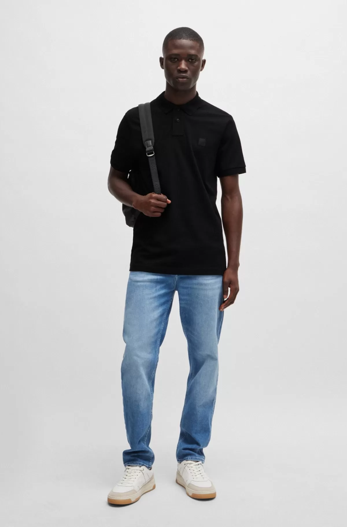 HUGO BOSS Poloshirt Med Slim Fit I Bomuld Med Stræk Og Logomærke Sort Fashion