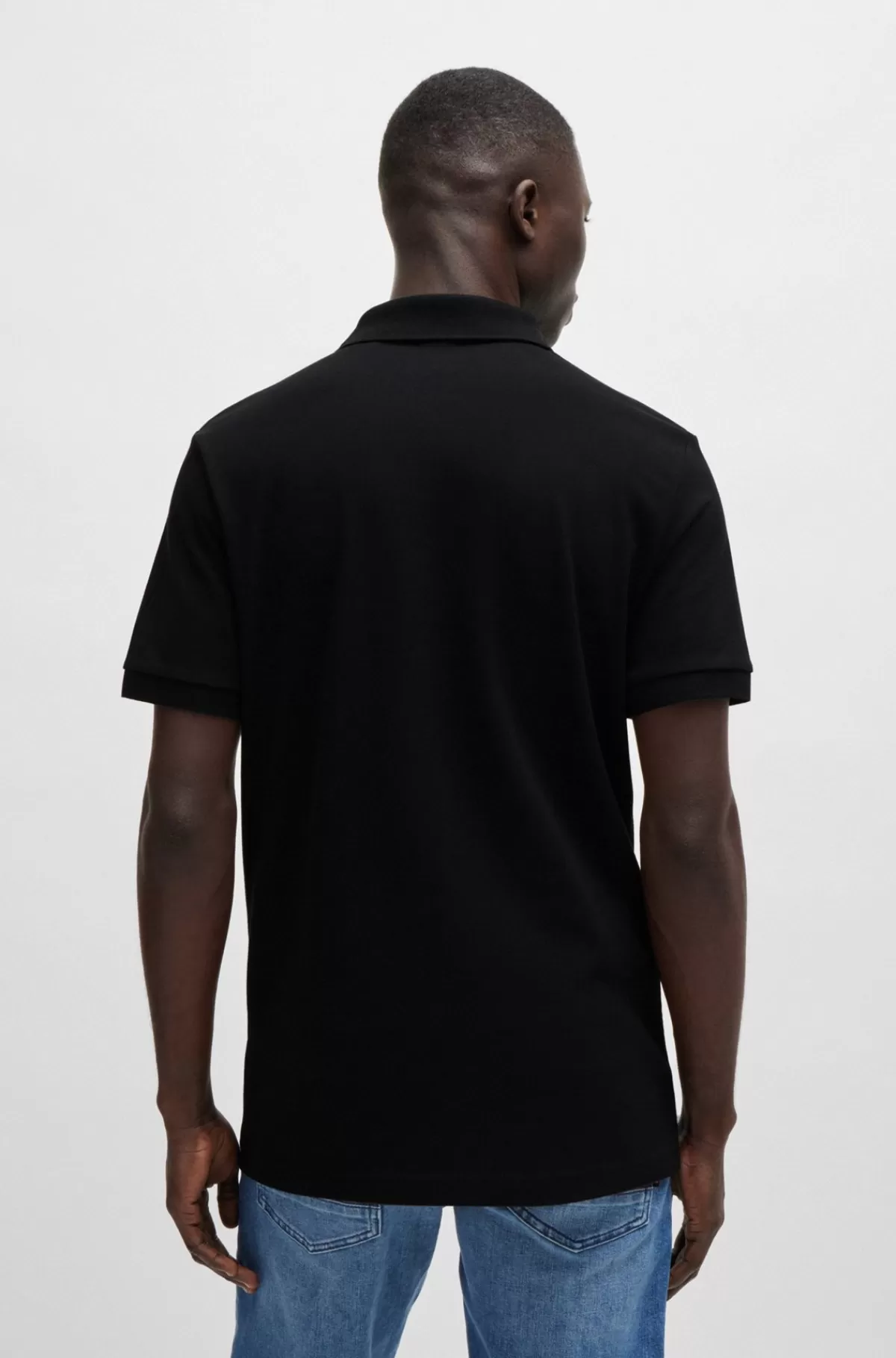 HUGO BOSS Poloshirt Med Slim Fit I Bomuld Med Stræk Og Logomærke Sort Fashion