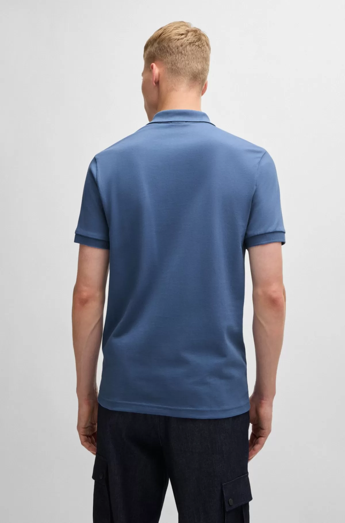 HUGO BOSS Poloshirt Med Slim Fit I Bomuld Med Stræk Og Logomærke Blå Best