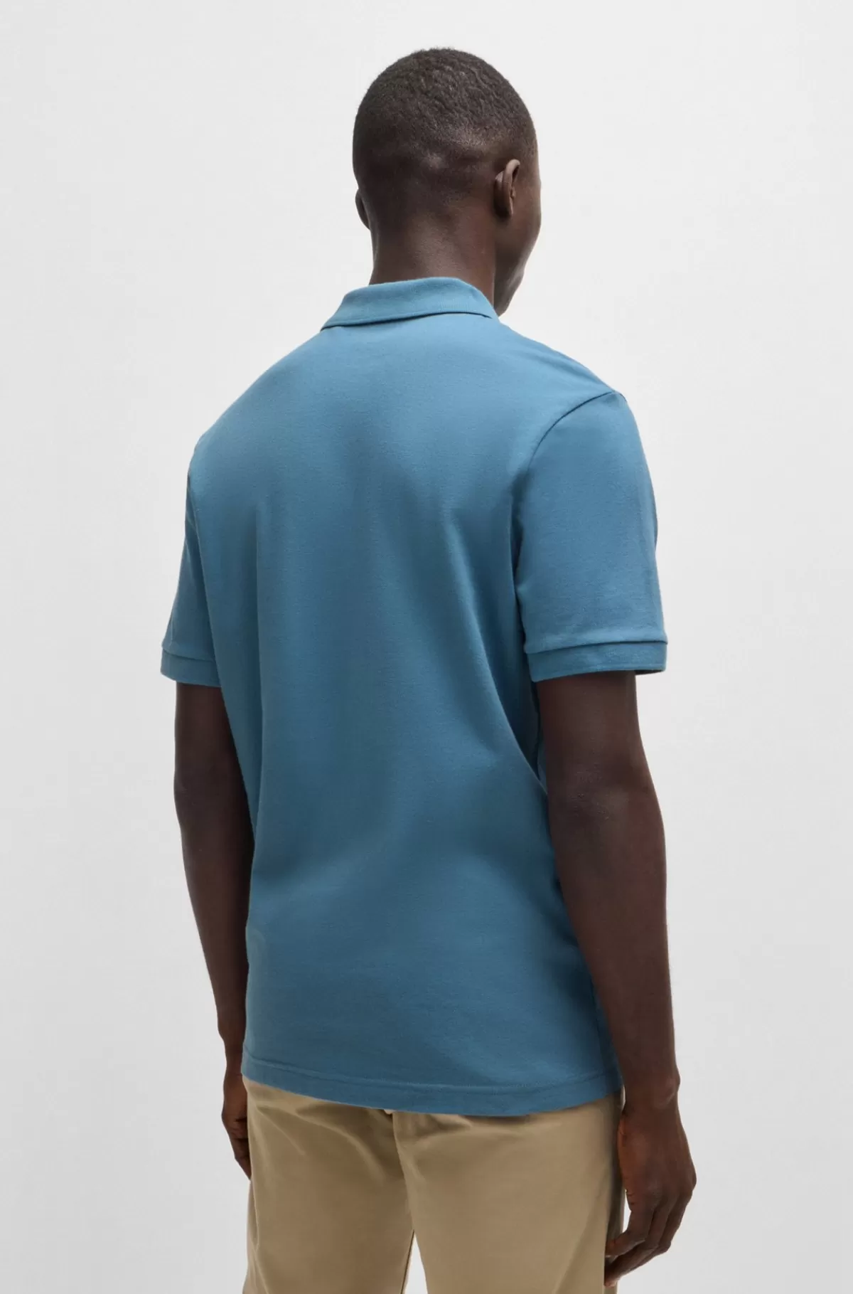HUGO BOSS Poloshirt Med Slim Fit I Bomuld Med Stræk Og Logomærke Lyseblå Fashion