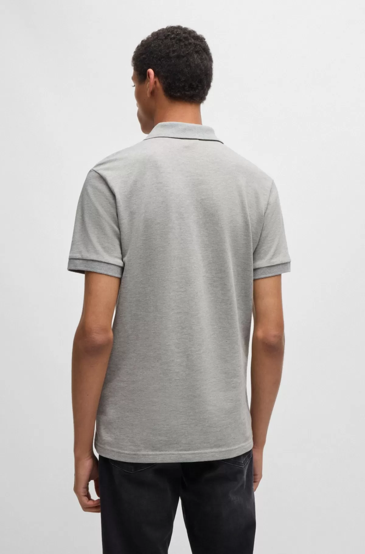 HUGO BOSS Poloshirt Med Slim Fit I Bomuld Med Stræk Og Logomærke Lysegrå Online